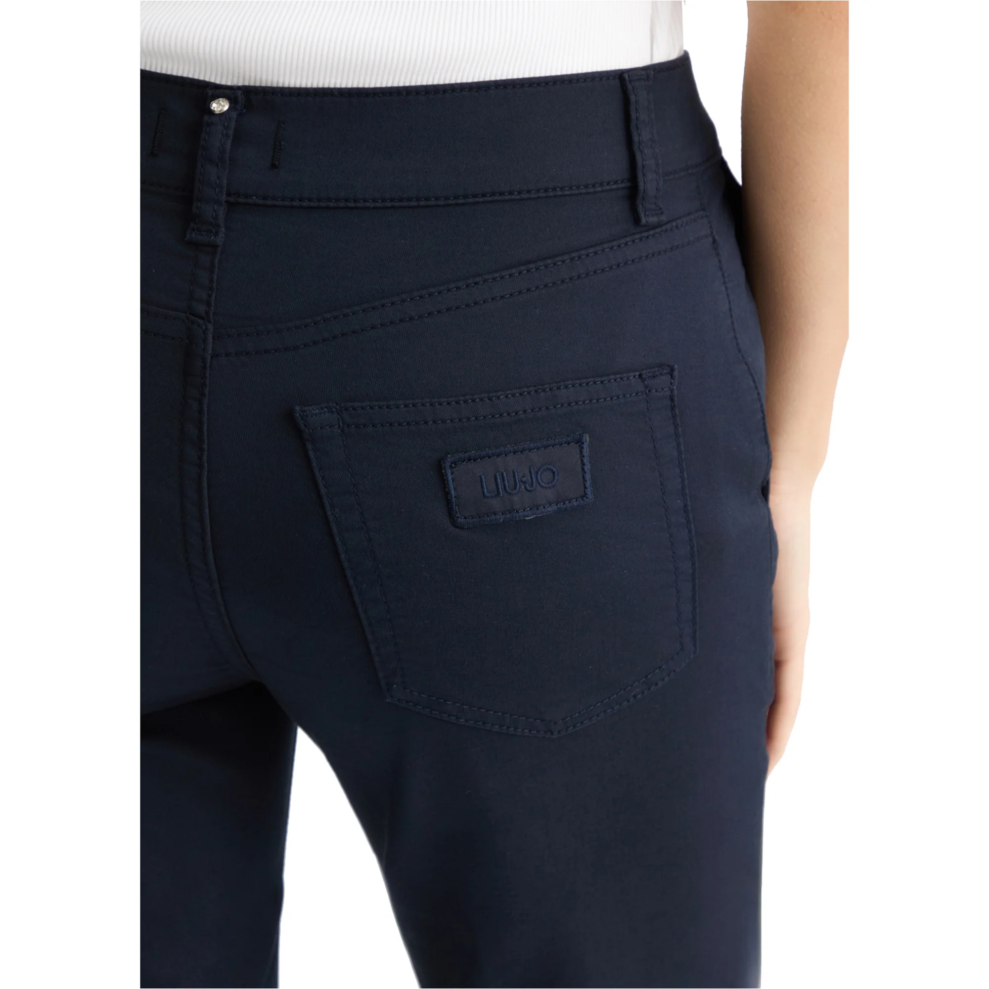 Pantaloni Cropped Donna a vita alta blu navy - Image 4