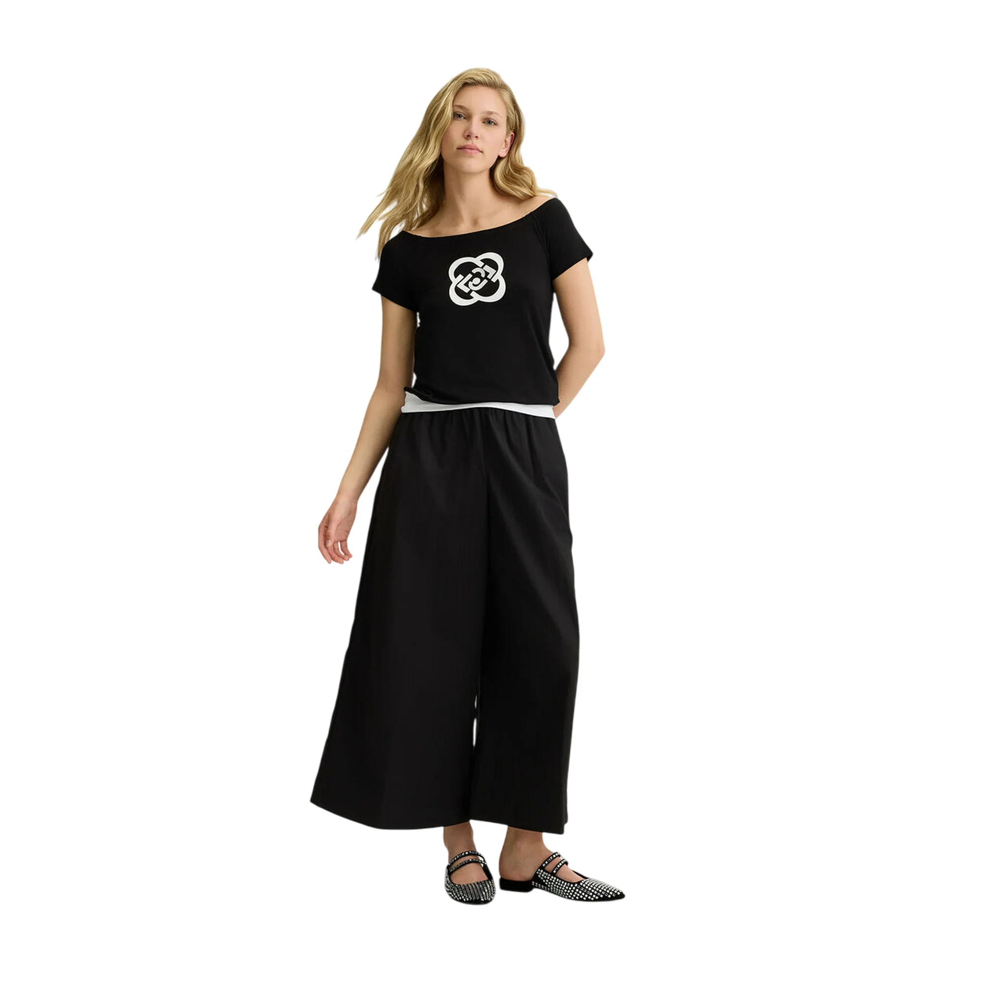 Pantaloni Donna Flare in nylon Nero - Image 3