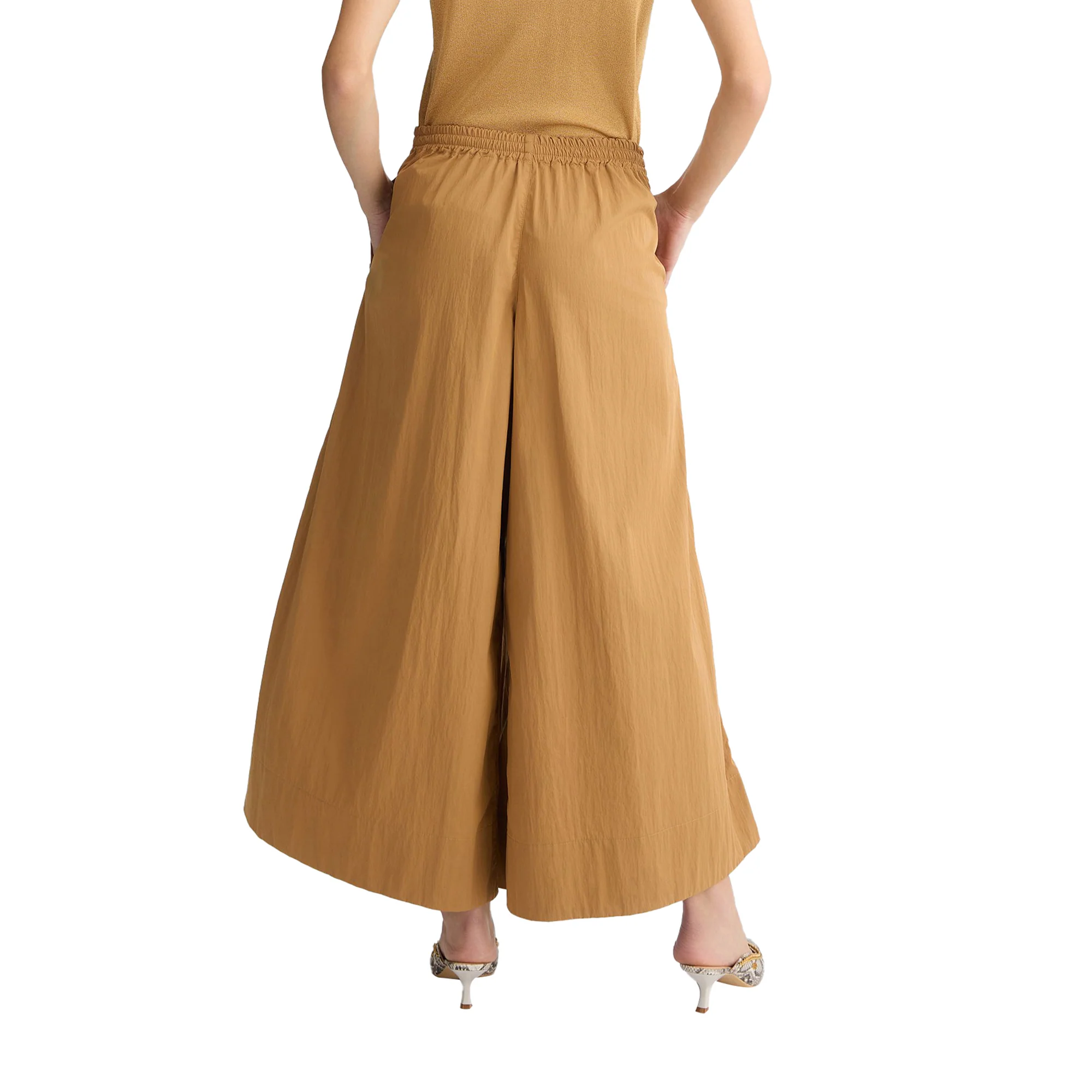 Pantaloni Donna Flare in nylon Beige - Image 3