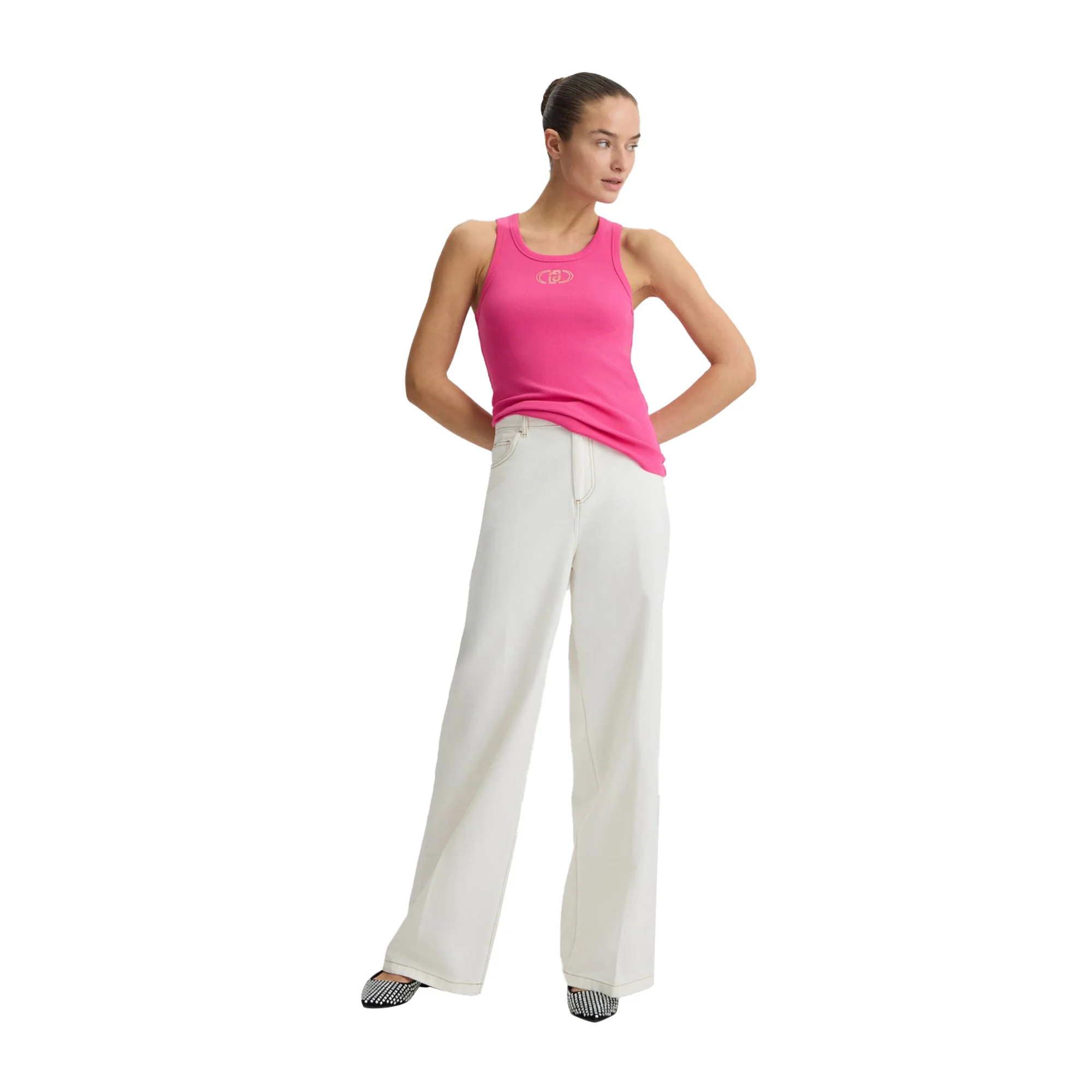 Jeans Flare Donna con dettagli crochet Bianco - Image 5