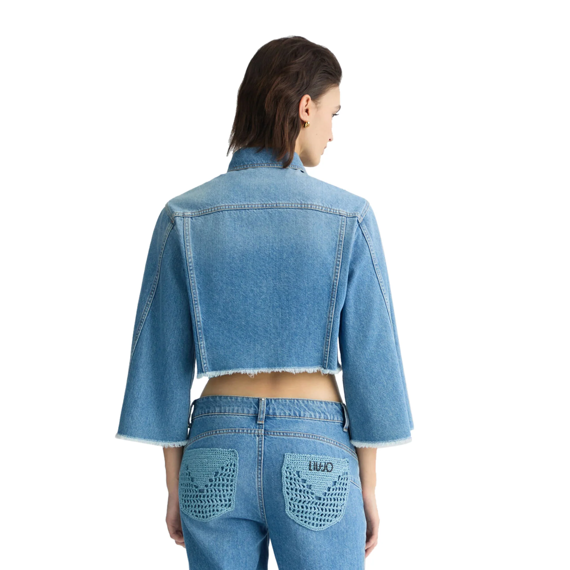 Giacca Donna cropped in denim con ricami - Image 3