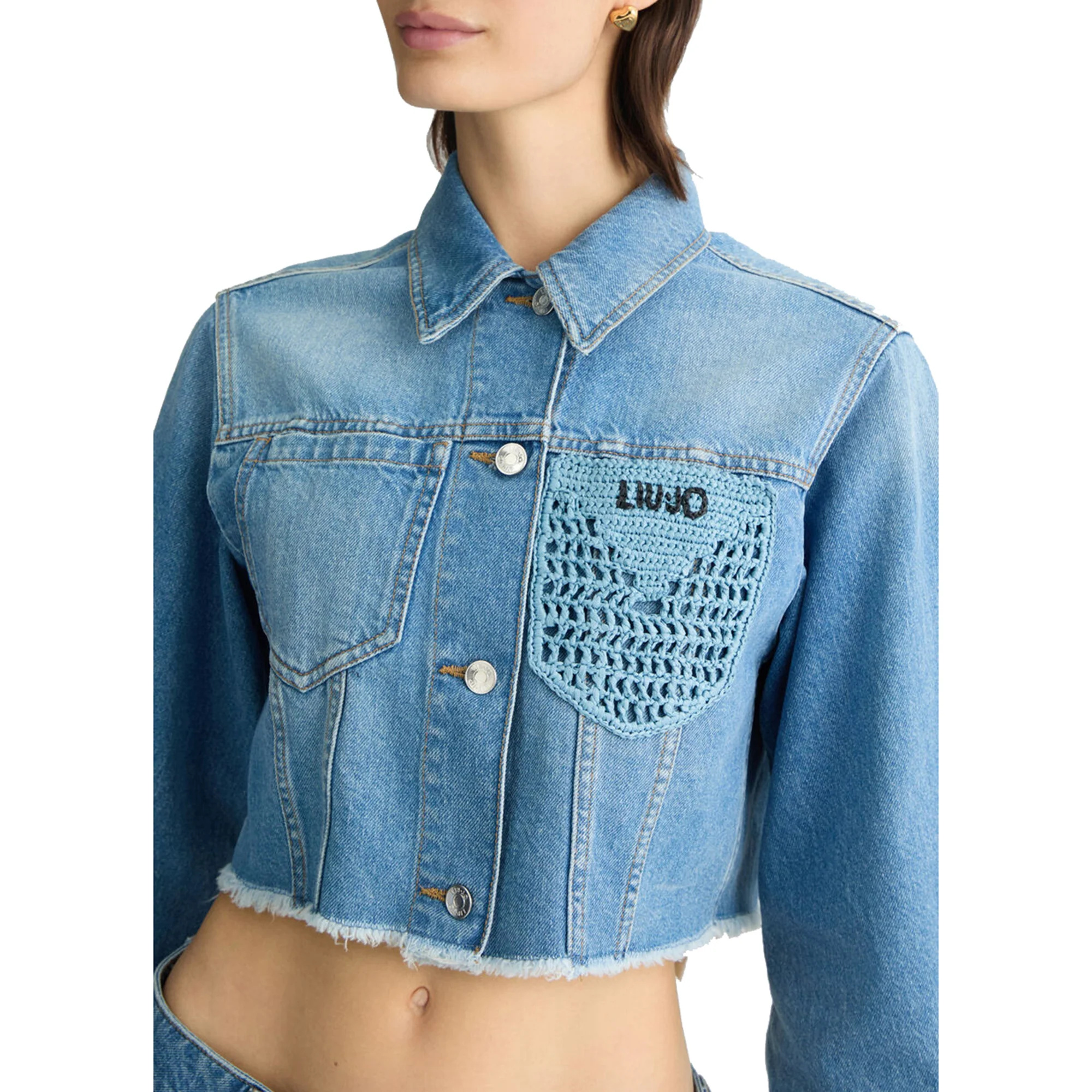 Giacca Donna cropped in denim con ricami - Image 4