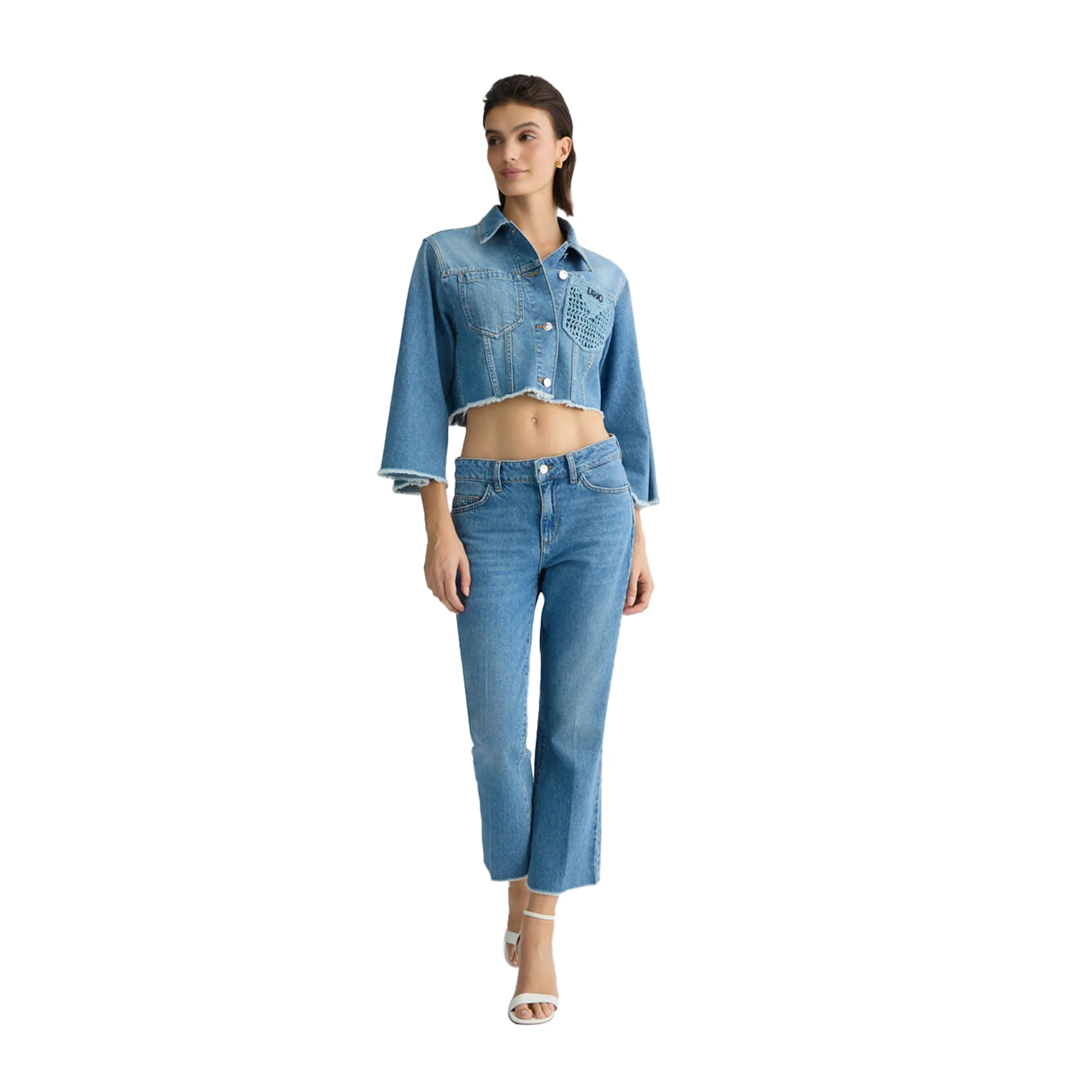 Giacca Donna cropped in denim con ricami - Image 5