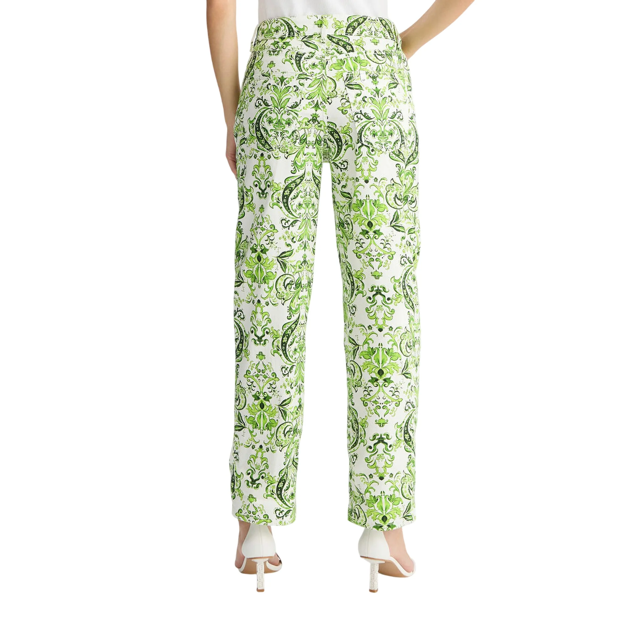 Pantaloni Donna in cotone stampato verde - Image 3