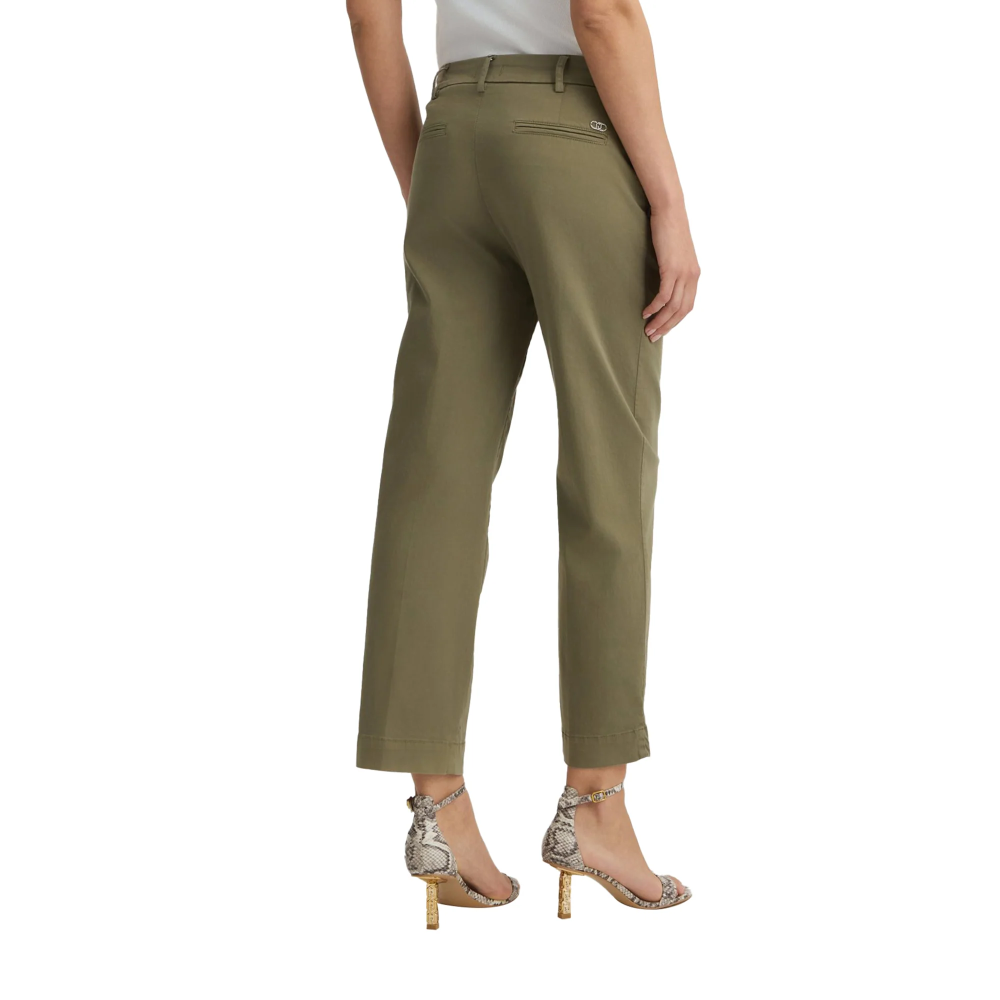 Pantaloni Donna Chino cropped tinta unita verde - Image 3
