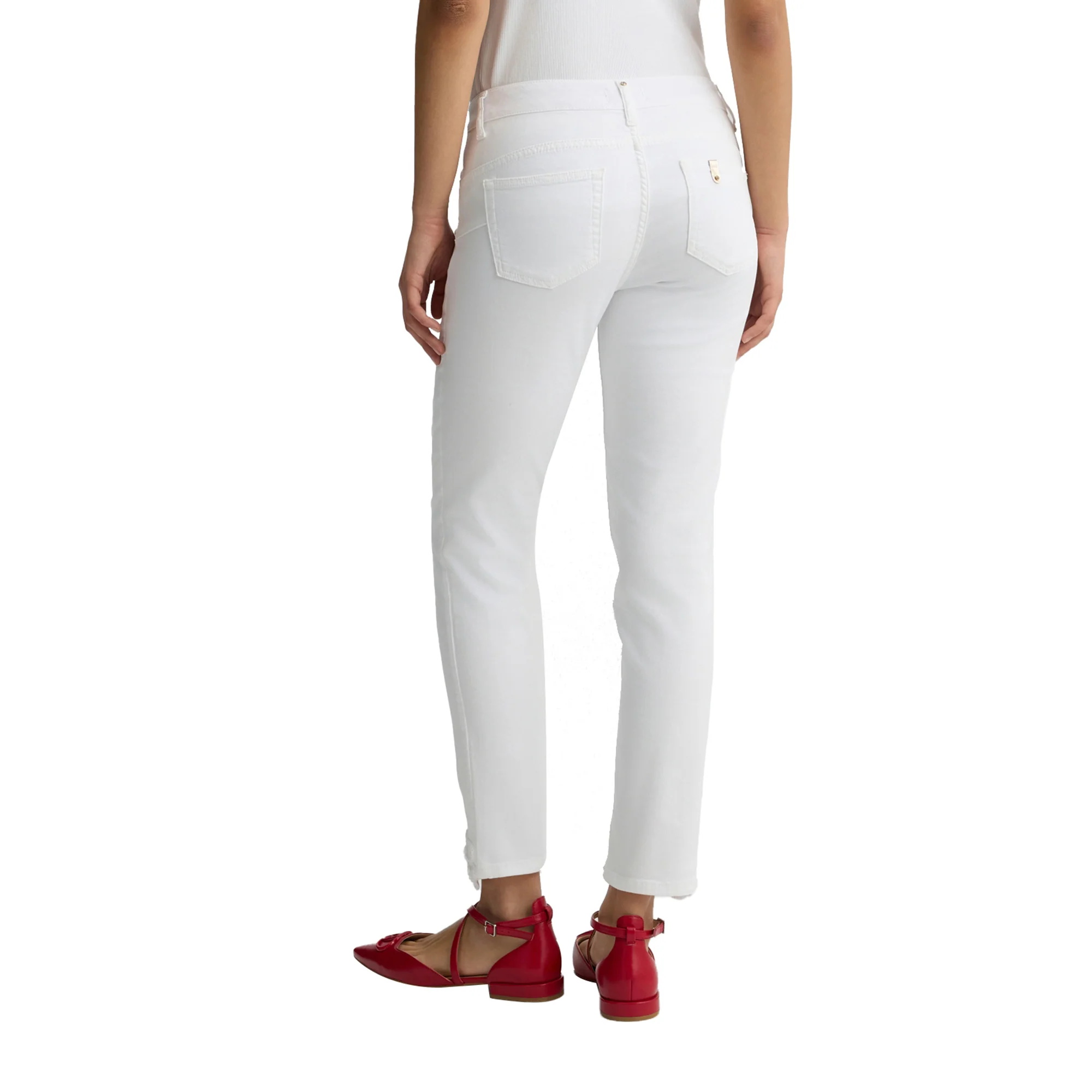 Pantaloni Donna Skinny con ricami Bianco - Image 3