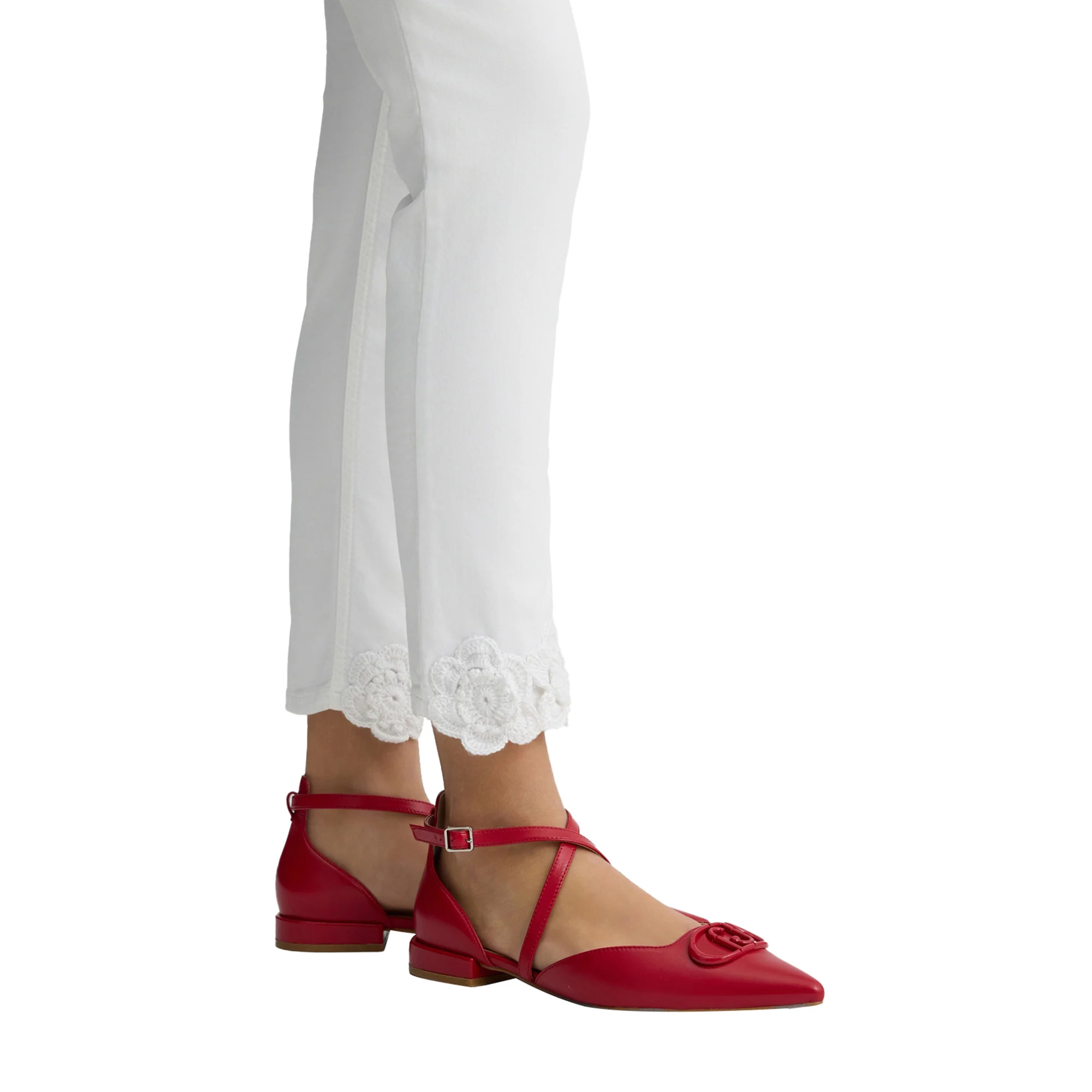 Pantaloni Donna Skinny con ricami Bianco - Image 4