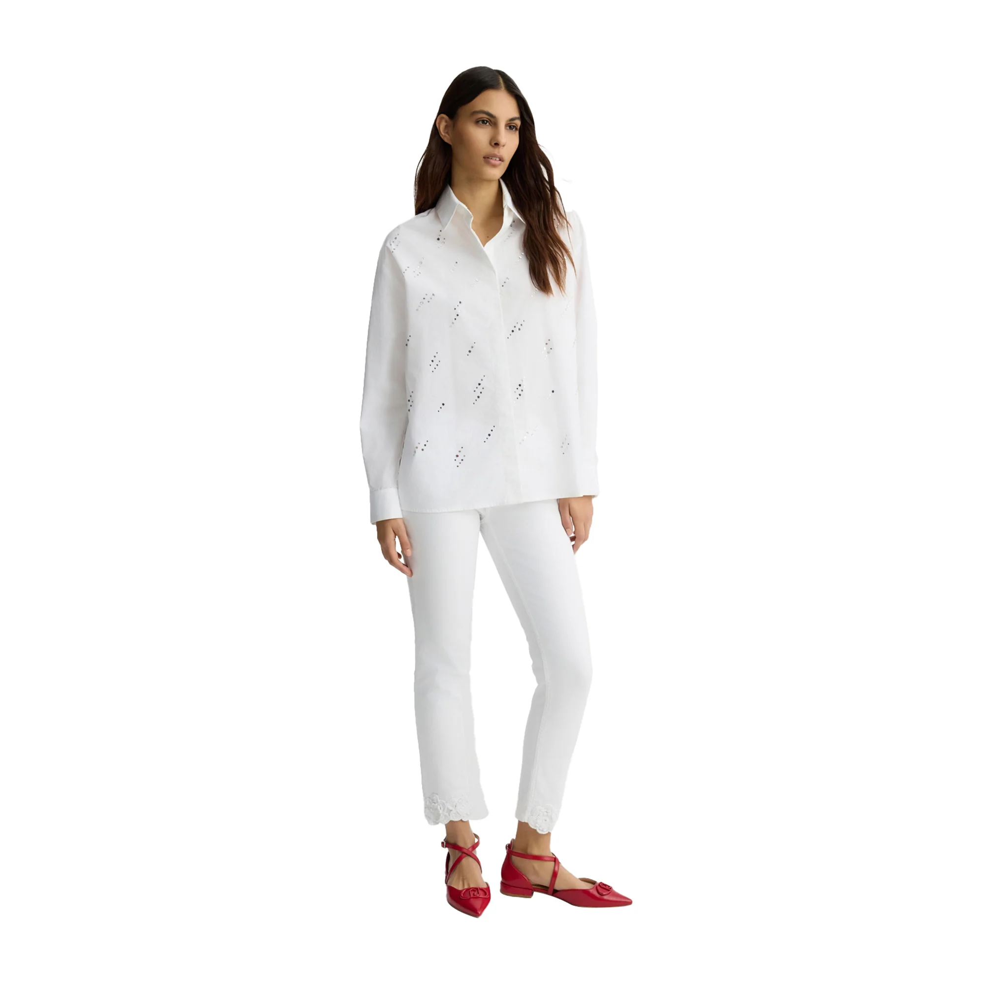 Pantaloni Donna Skinny con ricami Bianco - Image 5