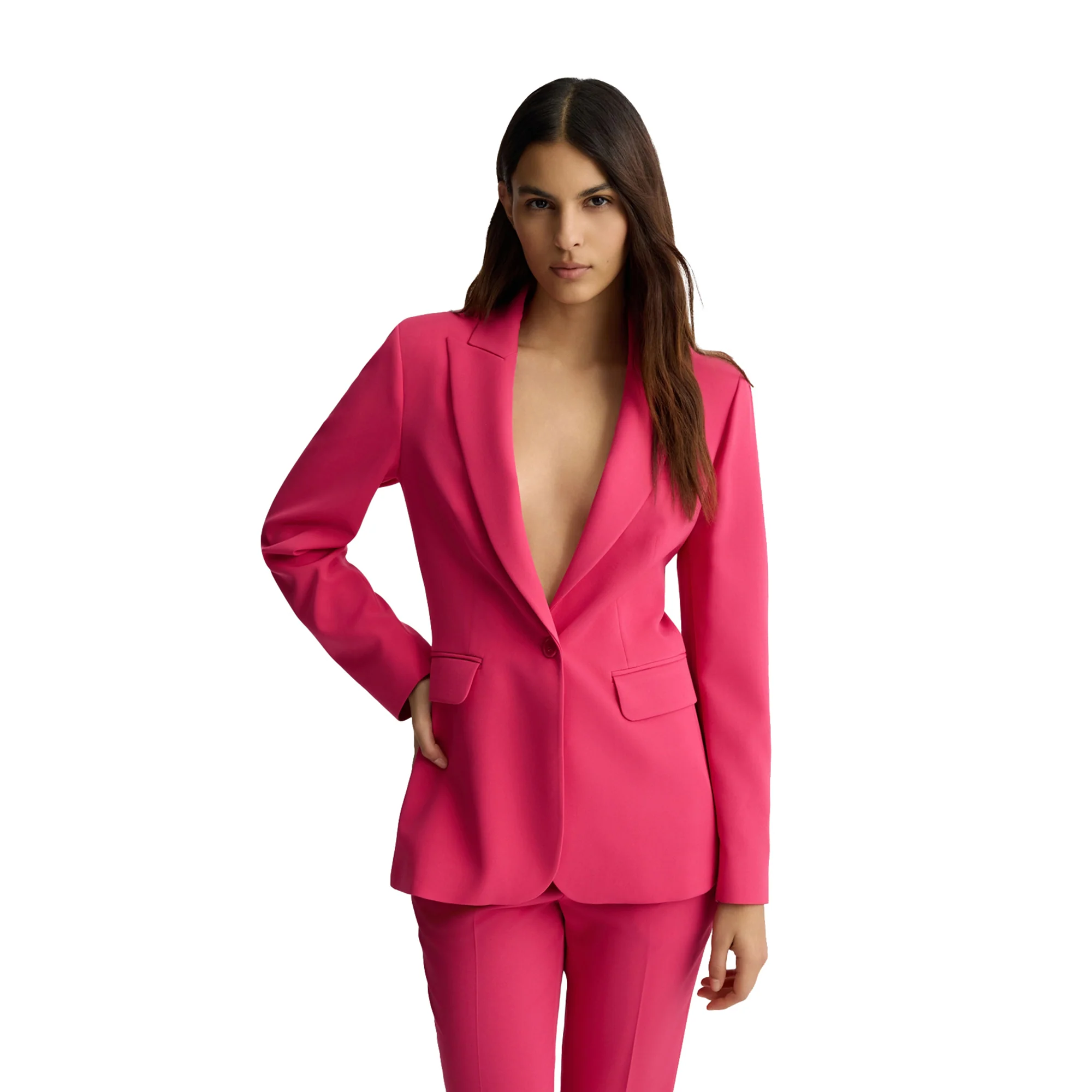 Blazer donna in twill stretch fucsia - Image 2