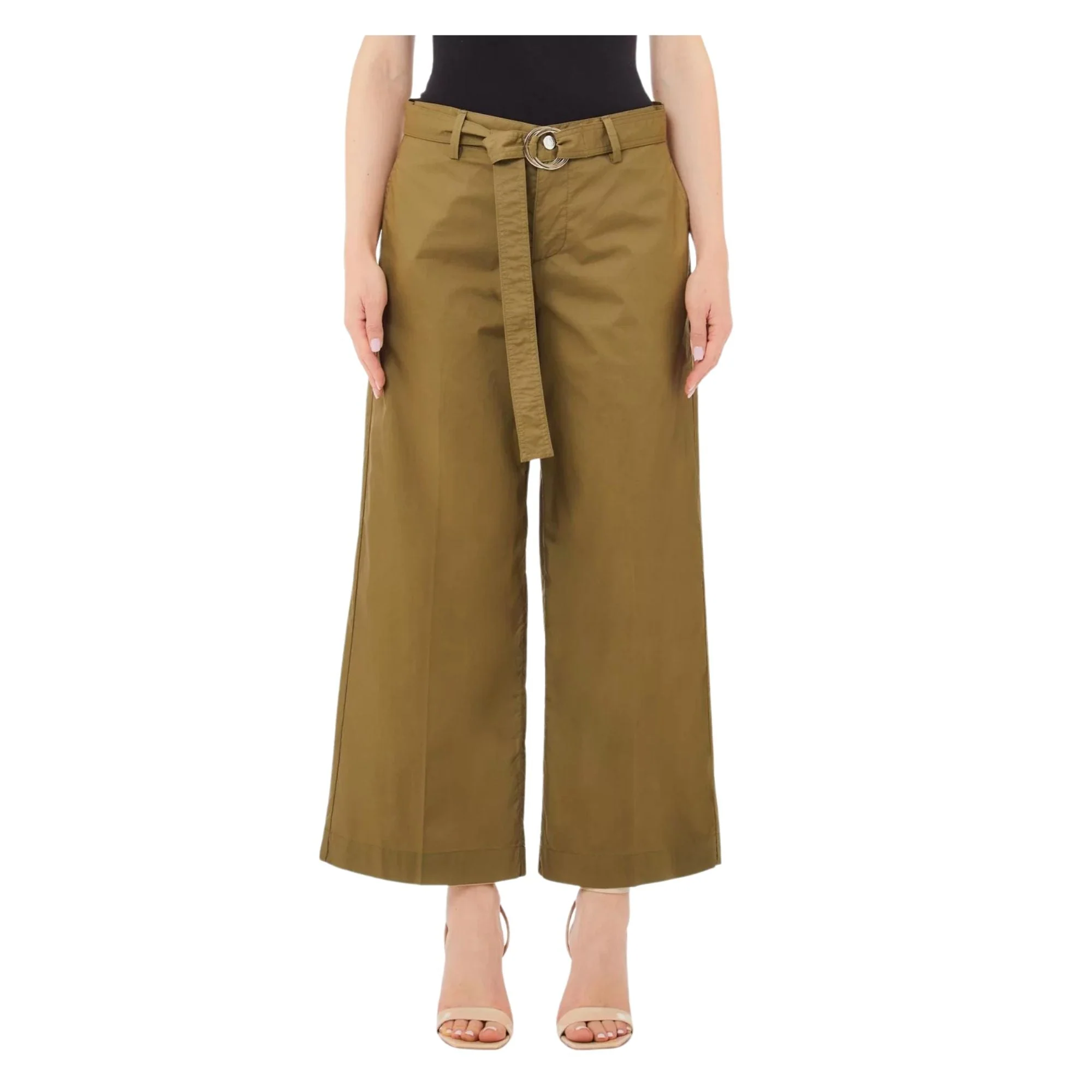 Pantalone Donna cropped Belt Verde