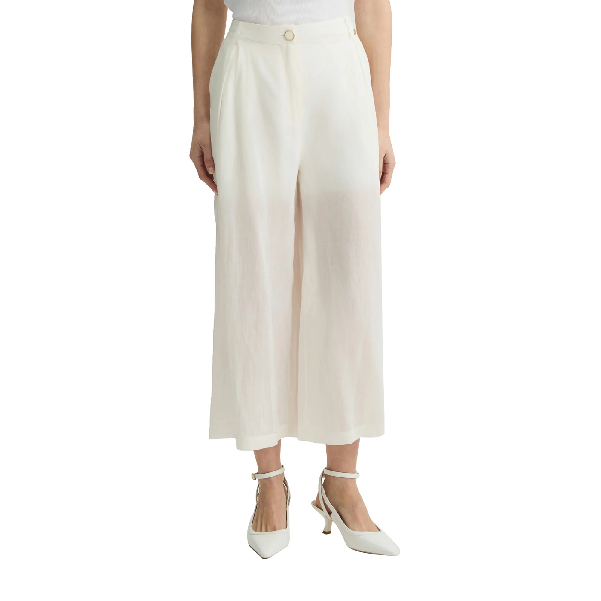 Pantaloni Donna a palazzo in ramiè bianco - Image 2