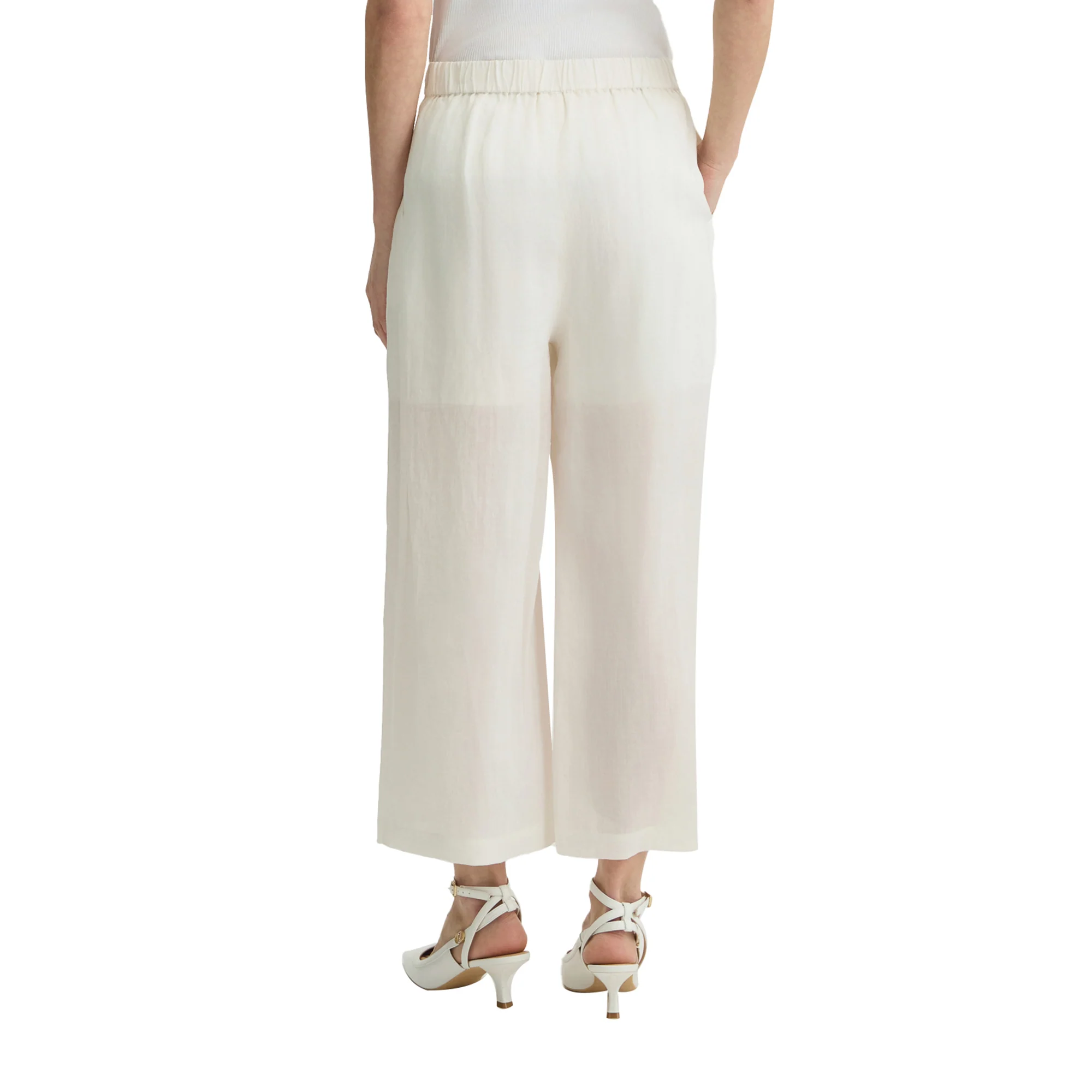 Pantaloni Donna a palazzo in ramiè bianco - Image 3