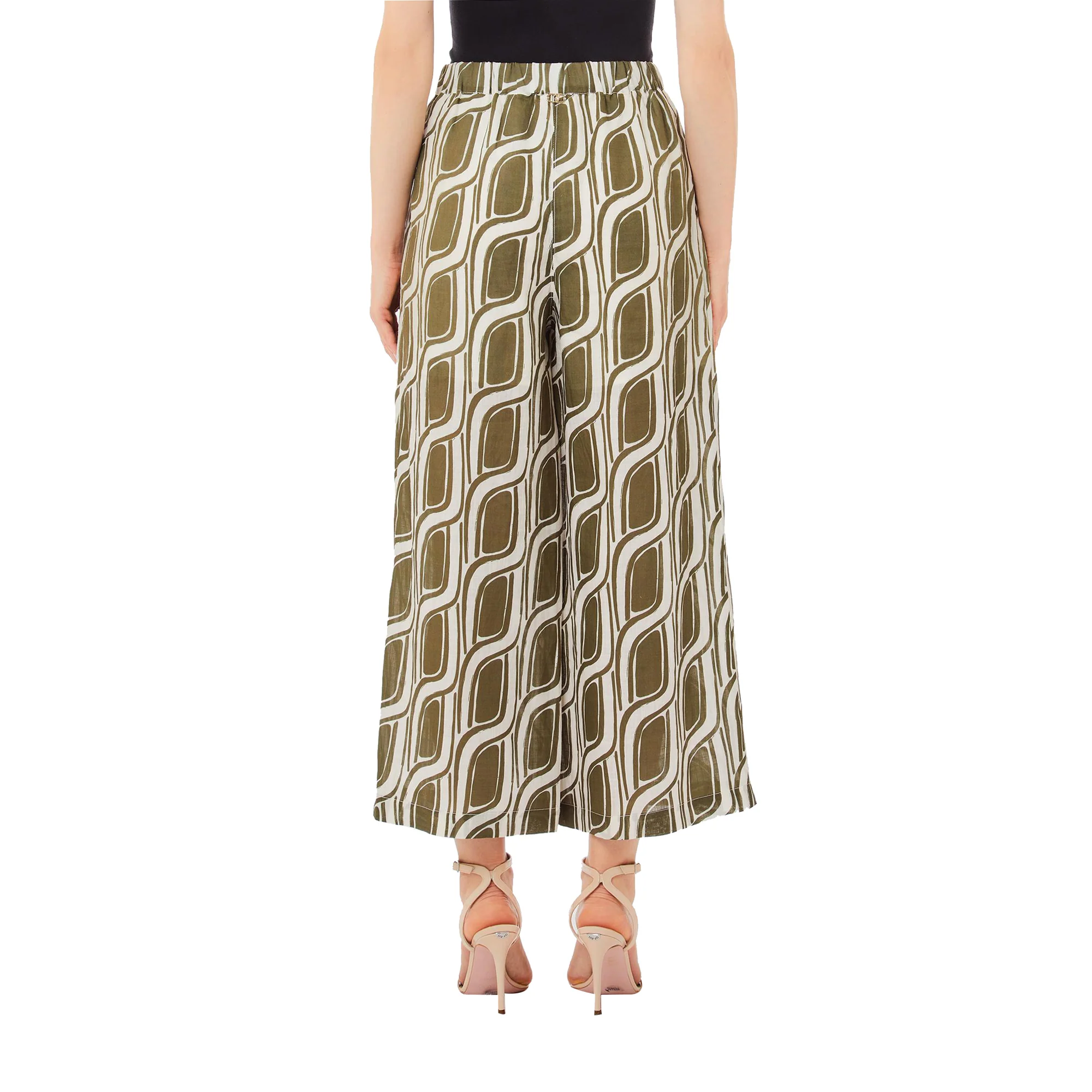 Pantaloni Donna a palazzo in ramiè verde - Image 2