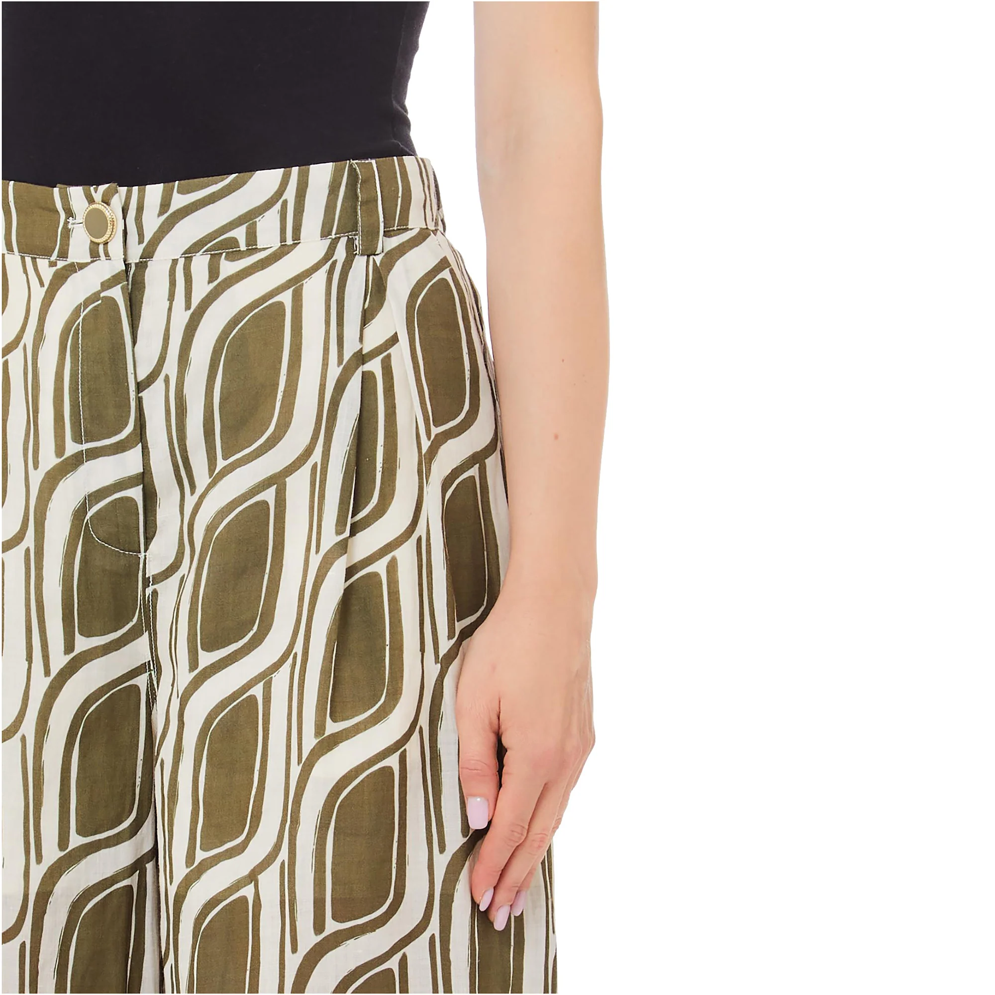 Pantaloni Donna a palazzo in ramiè verde - Image 3