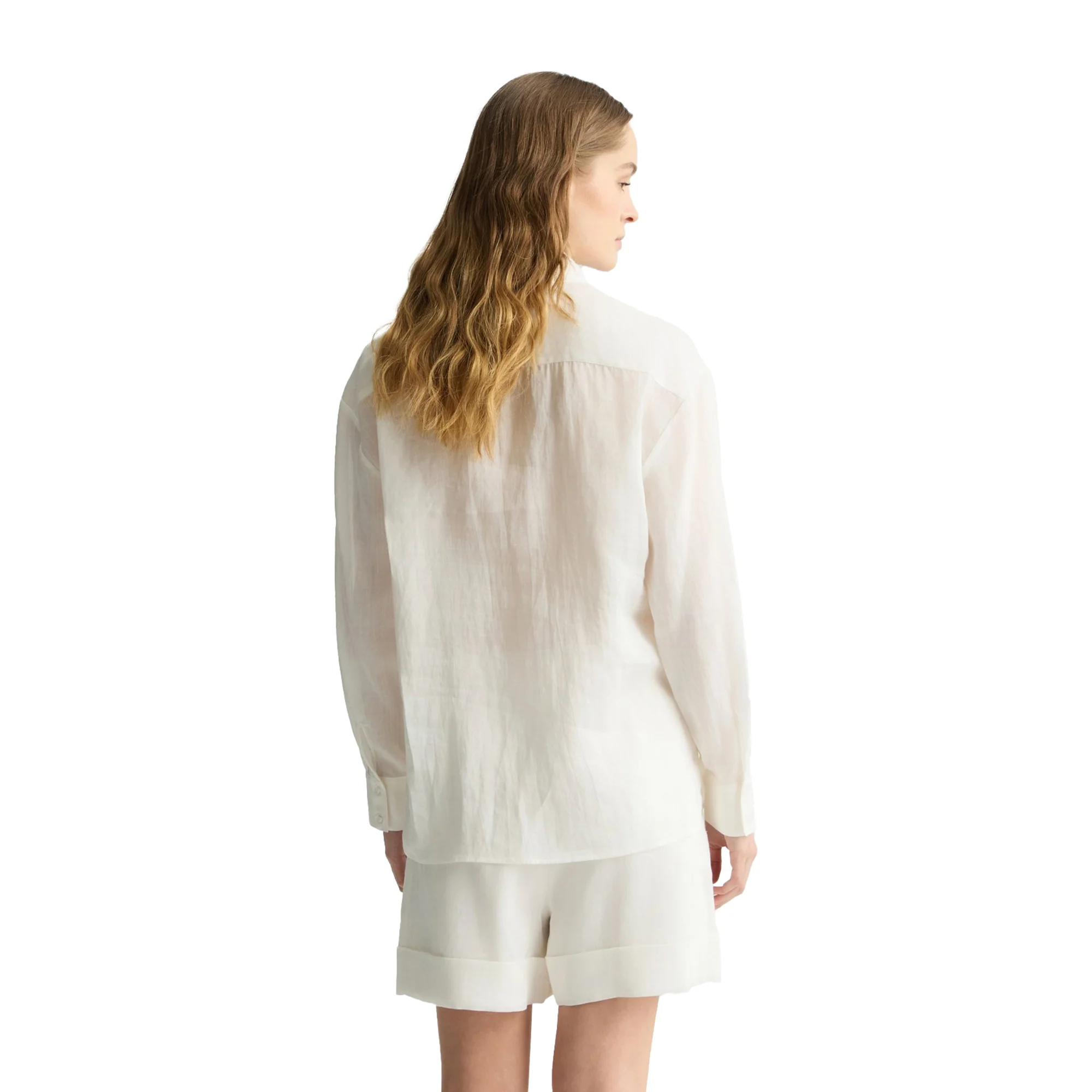 Camicia Donna in tessuto ramiè Bianco - Image 3