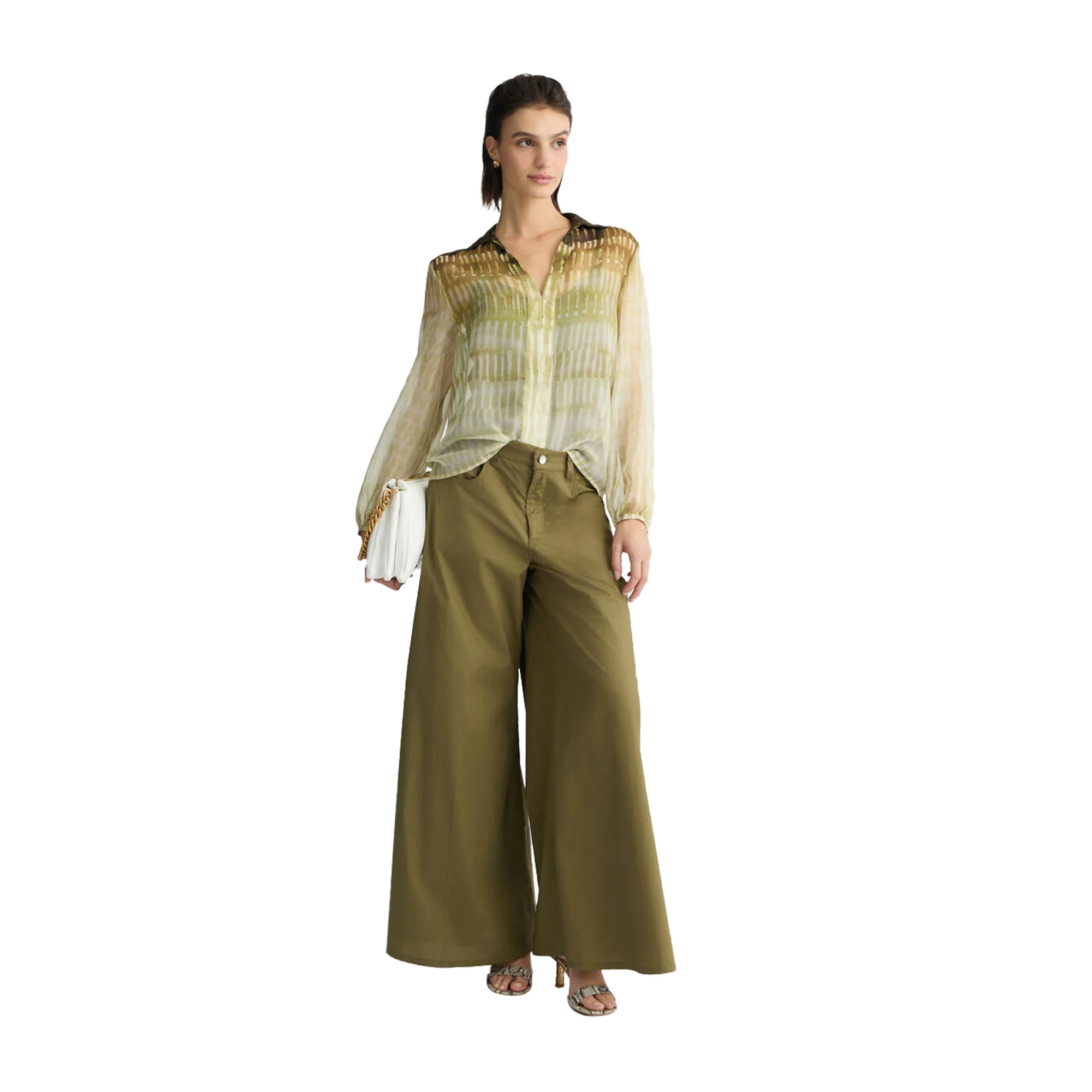 Pantaloni Donna gamba flare Verde oliva - Image 4