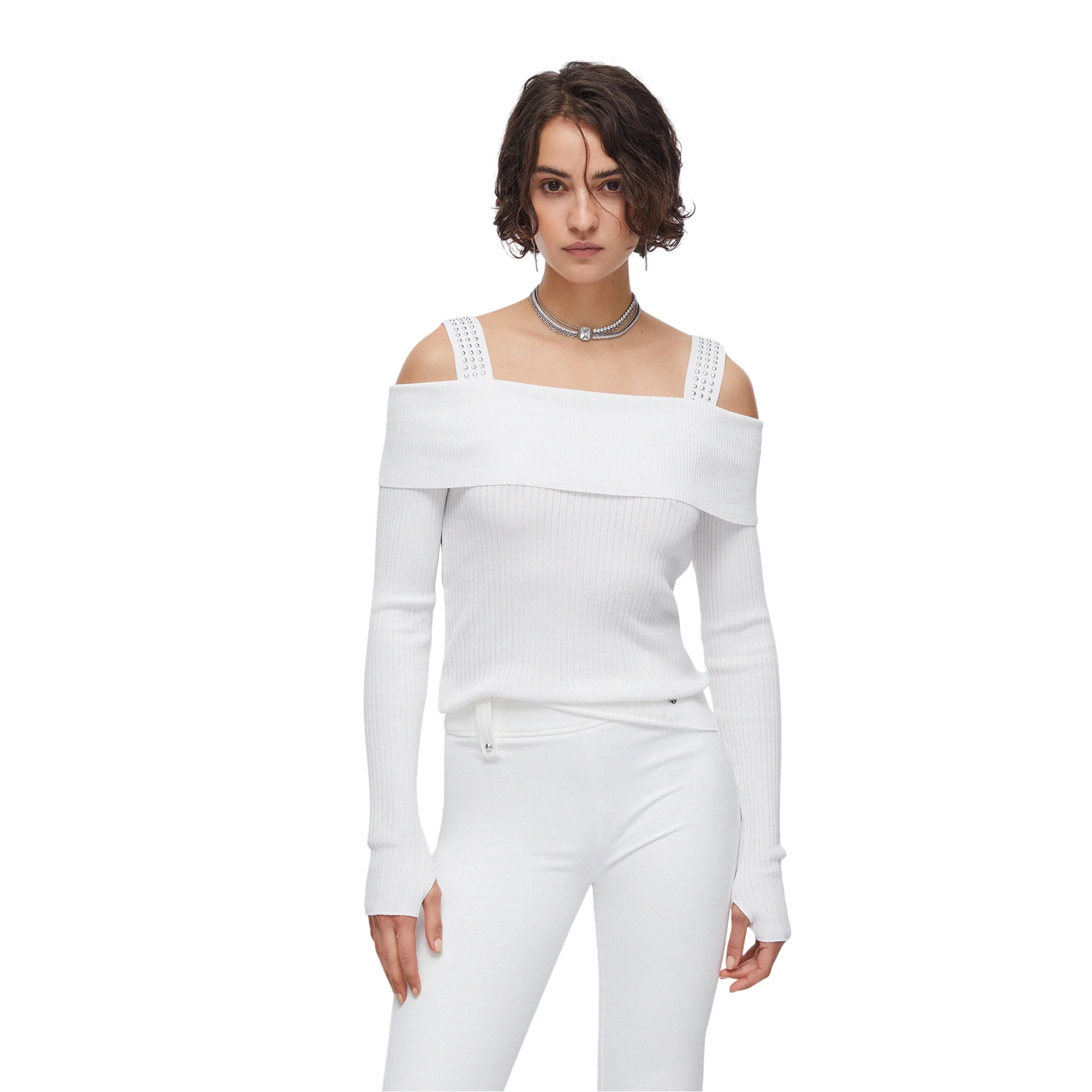 Maglia Donna modello off-shoulders Bianco - Image 2