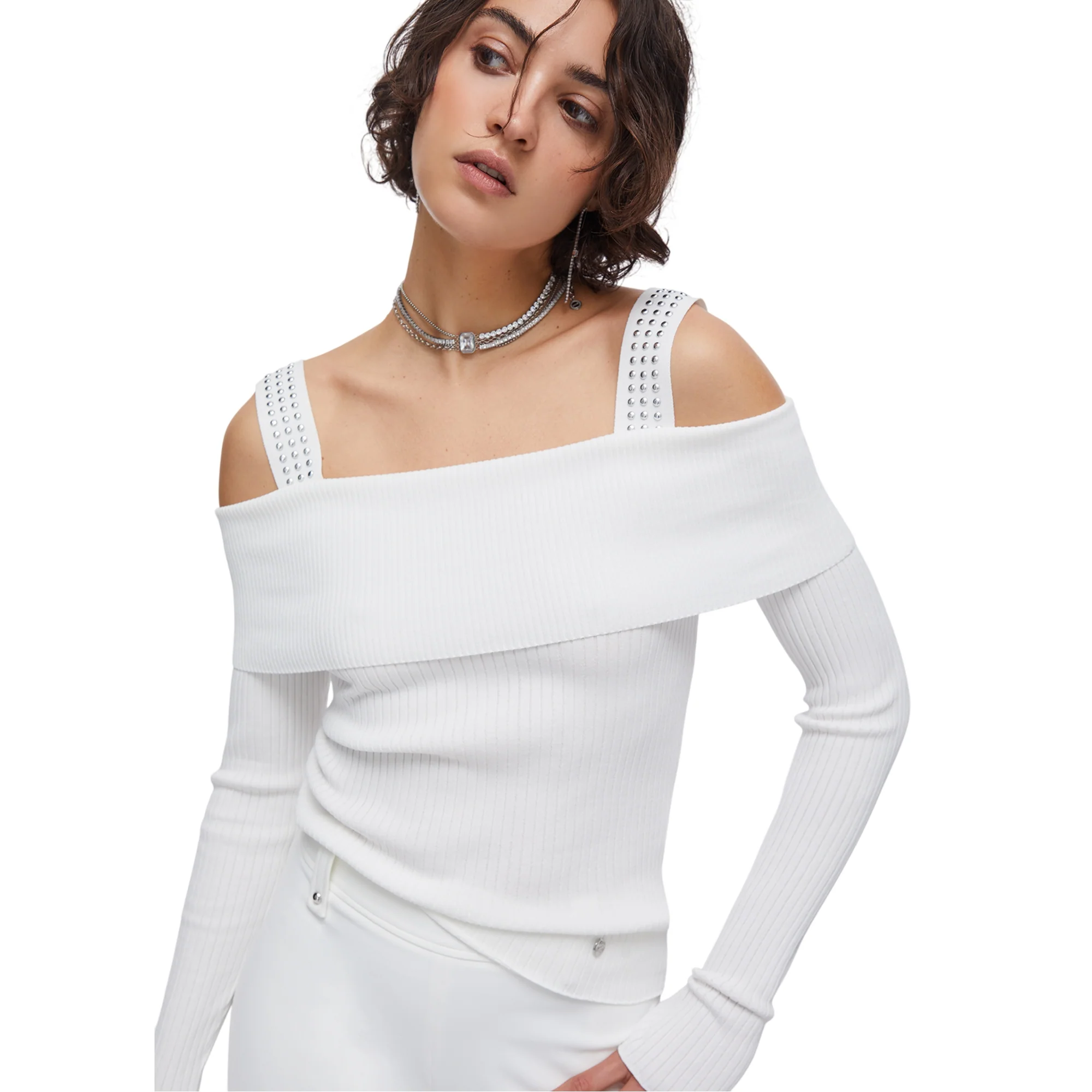 Maglia Donna modello off-shoulders Bianco - Image 4