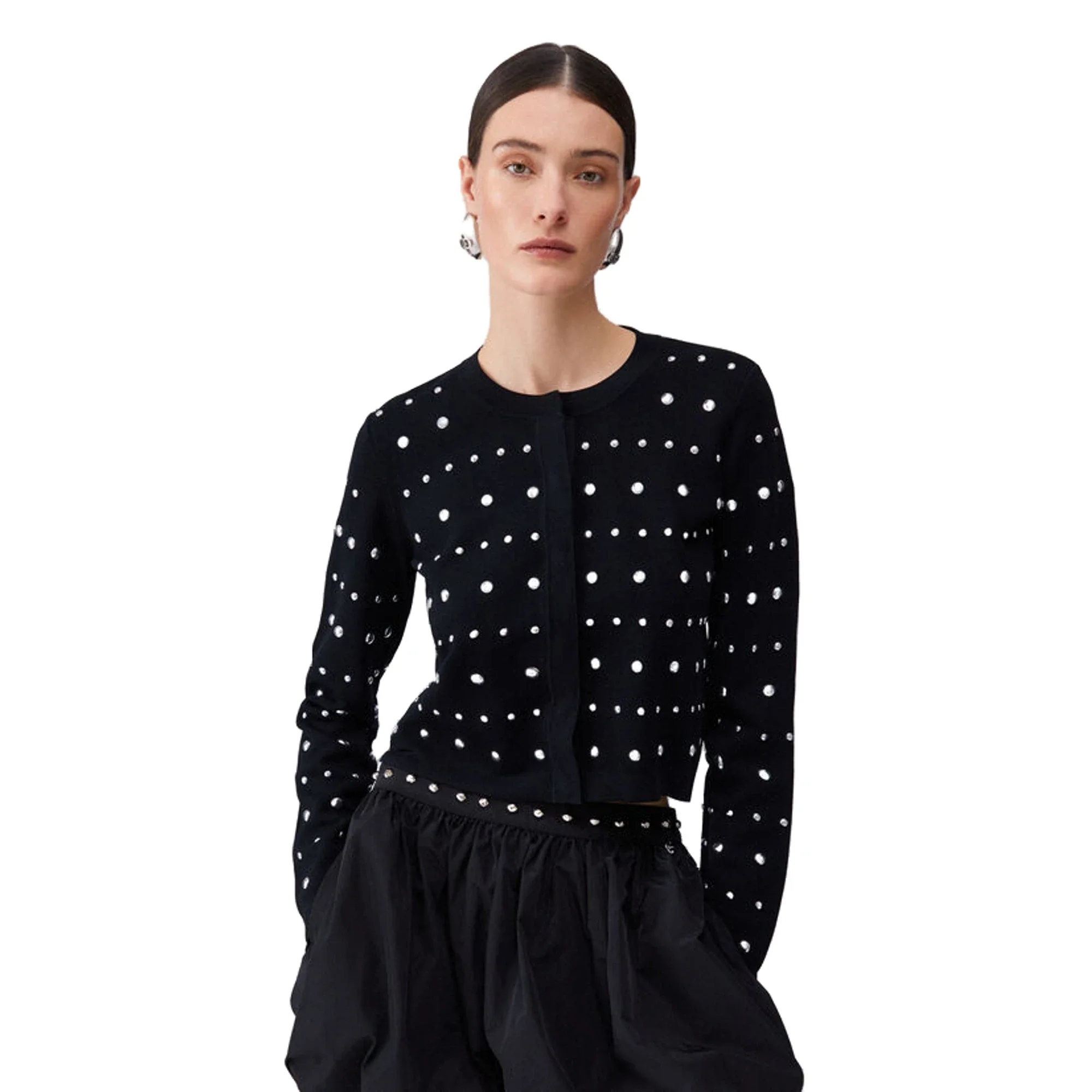 Cardigan Donna nero con borchie - Image 2