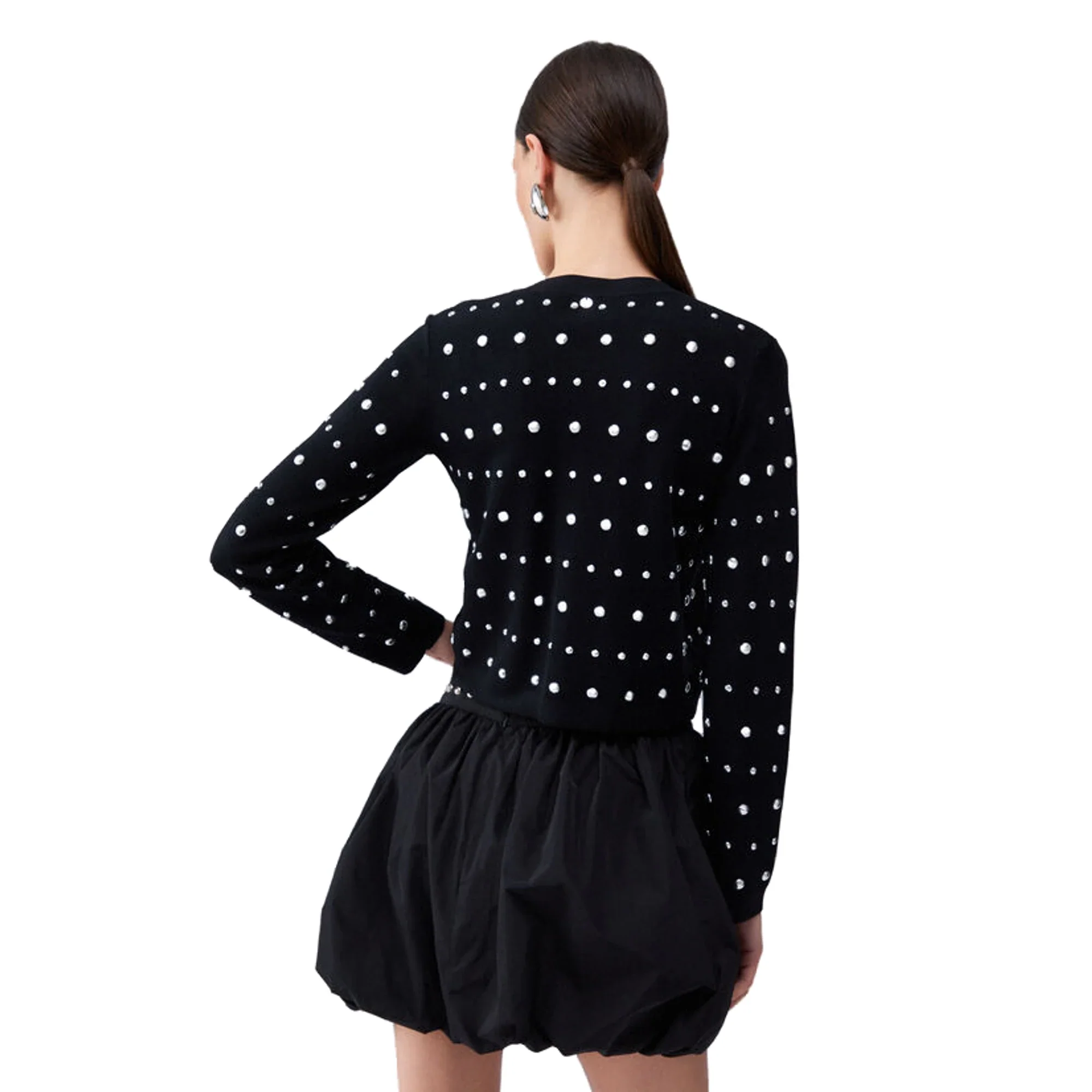 Cardigan Donna nero con borchie - Image 3