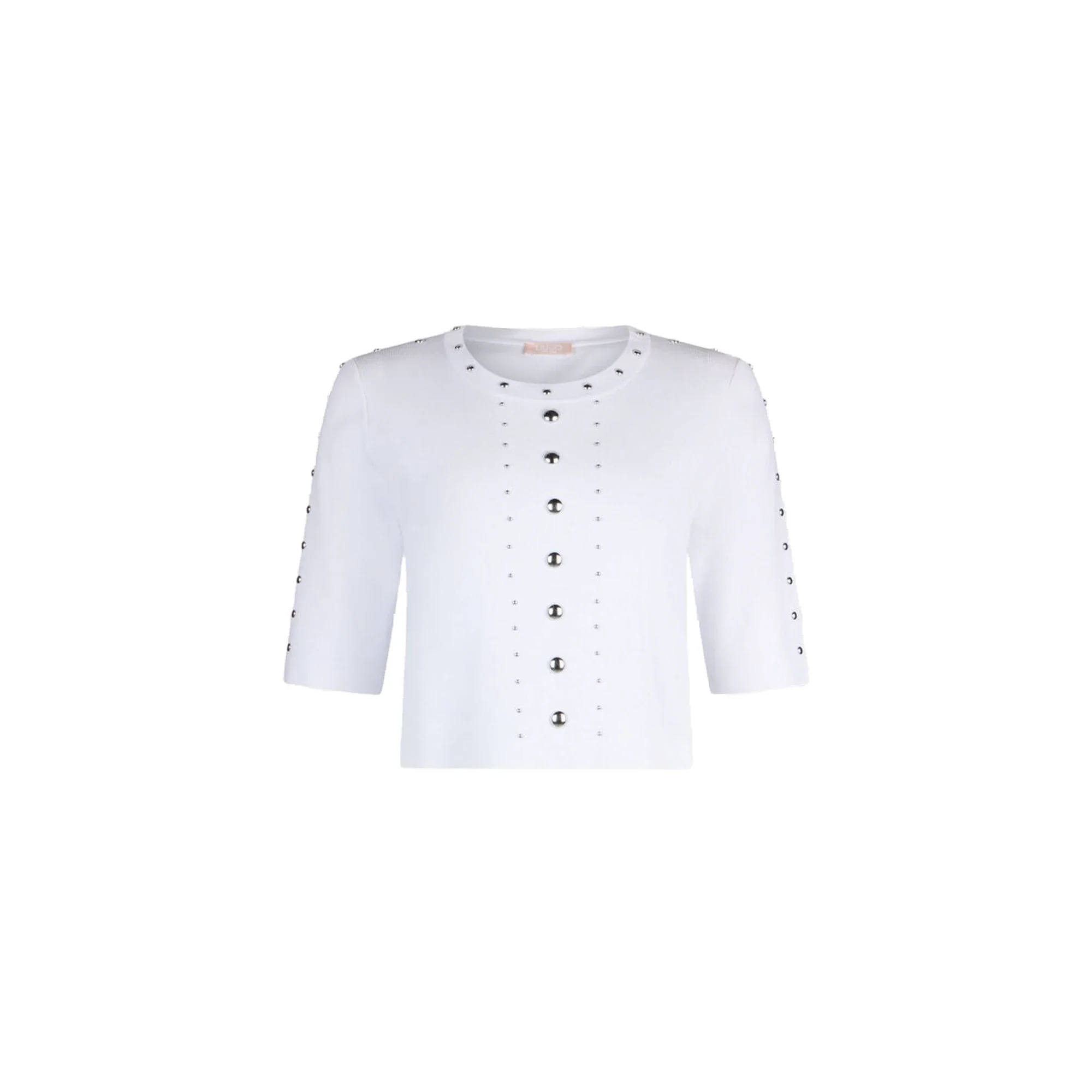 Maglia Donna a manica corta con borchie Bianco