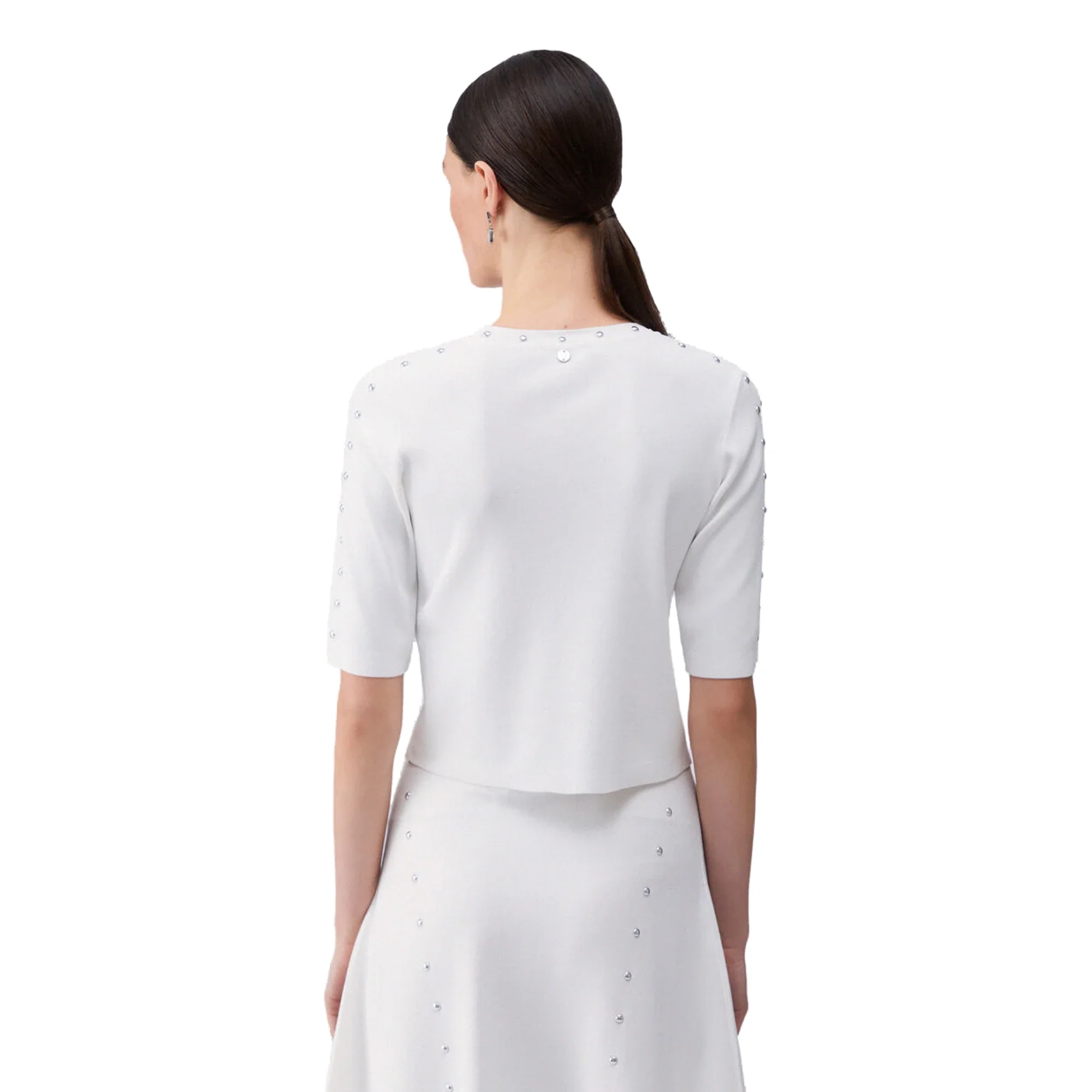 Maglia Donna a manica corta con borchie Bianco - Image 3