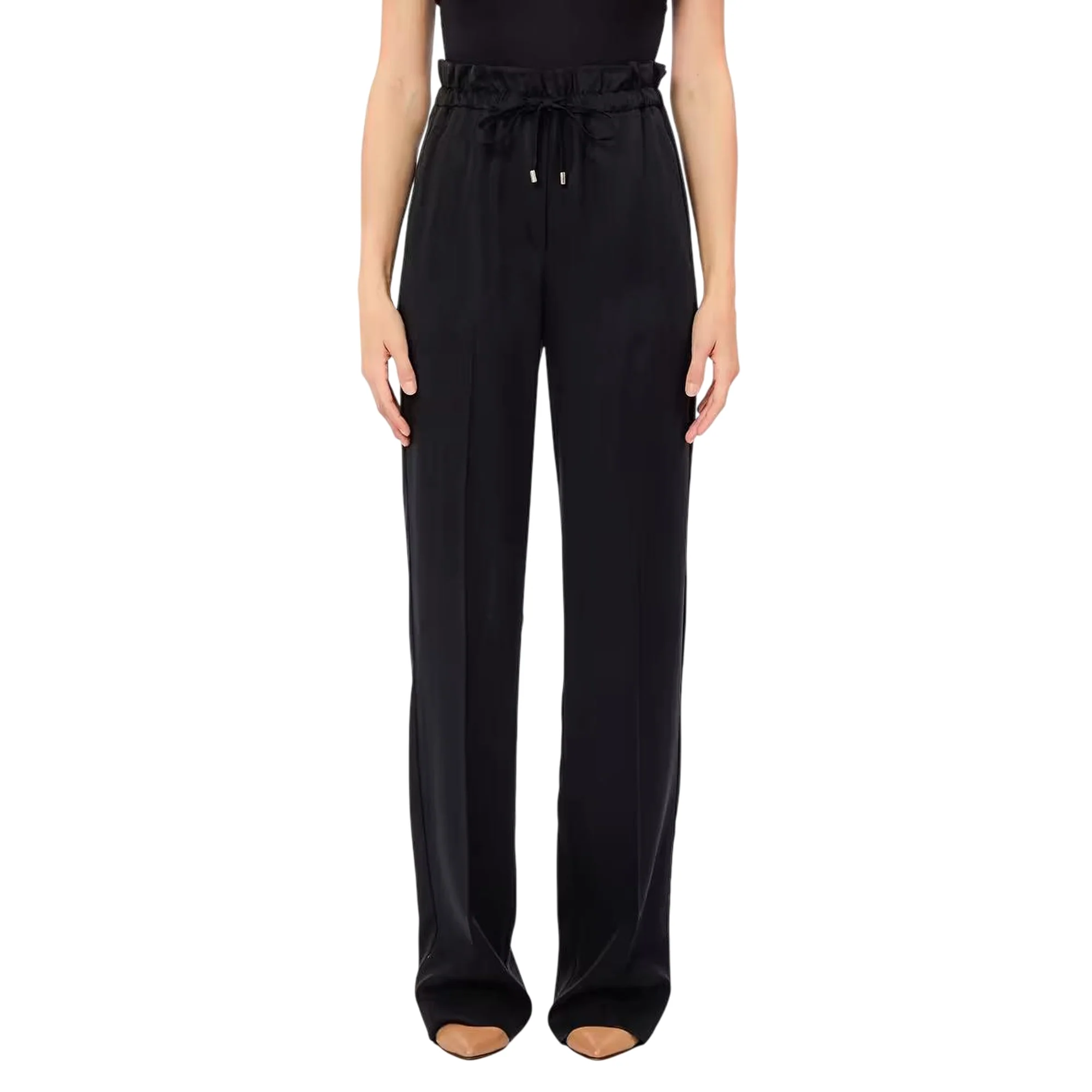 Pantalone nero lungo con elastico in vita