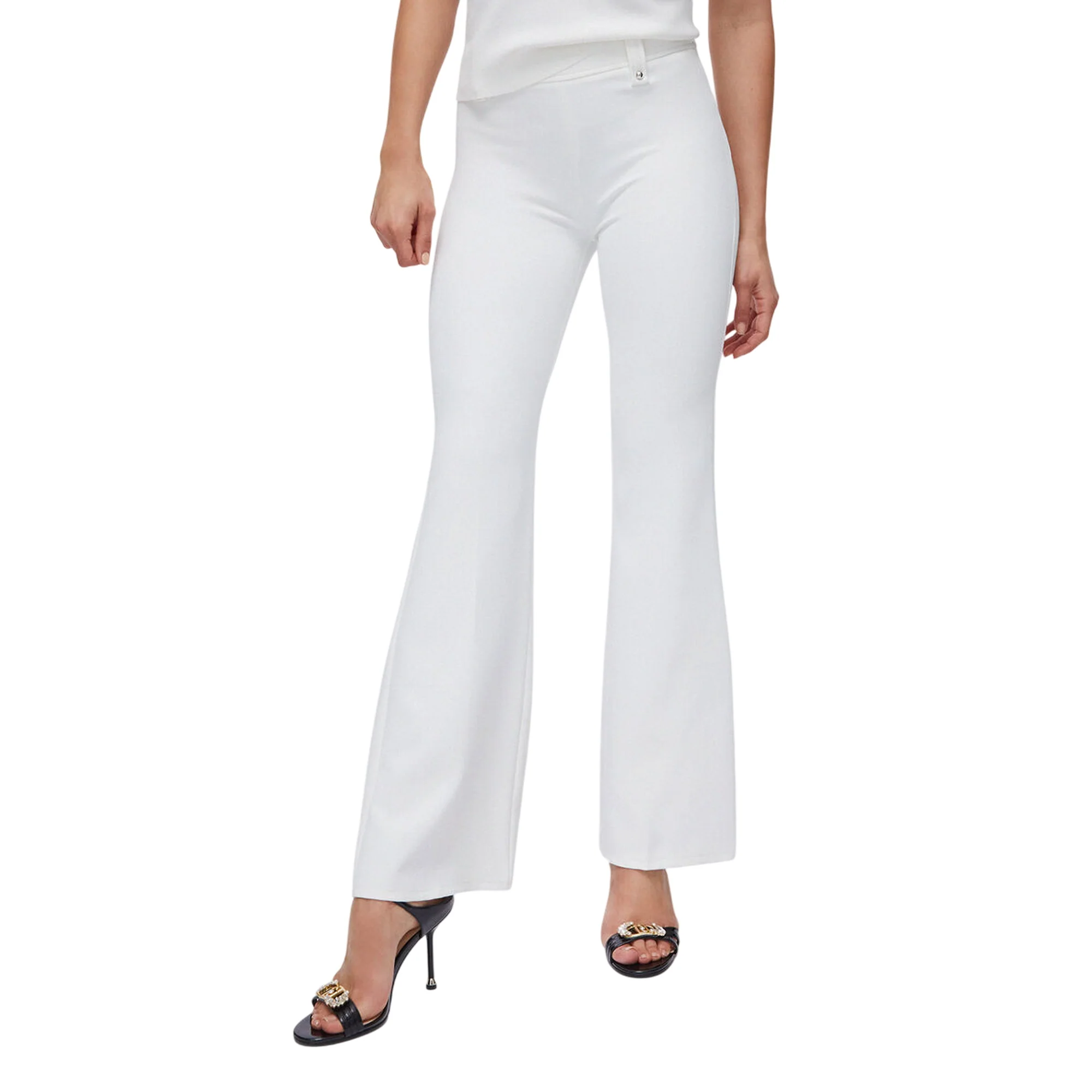 Pantaloni flare bianchi in crêpe fluido - Image 2