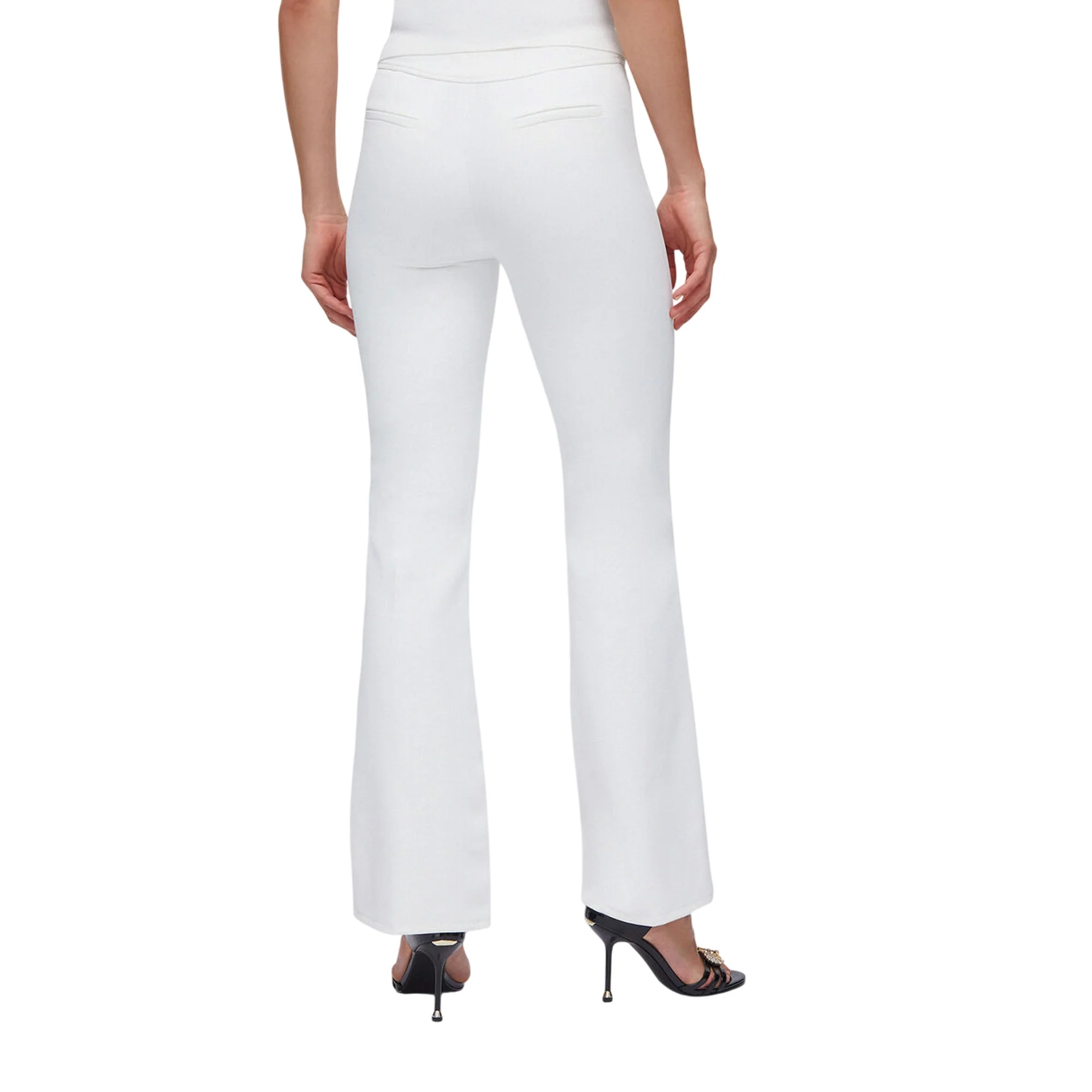 Pantaloni flare bianchi in crêpe fluido - Image 3