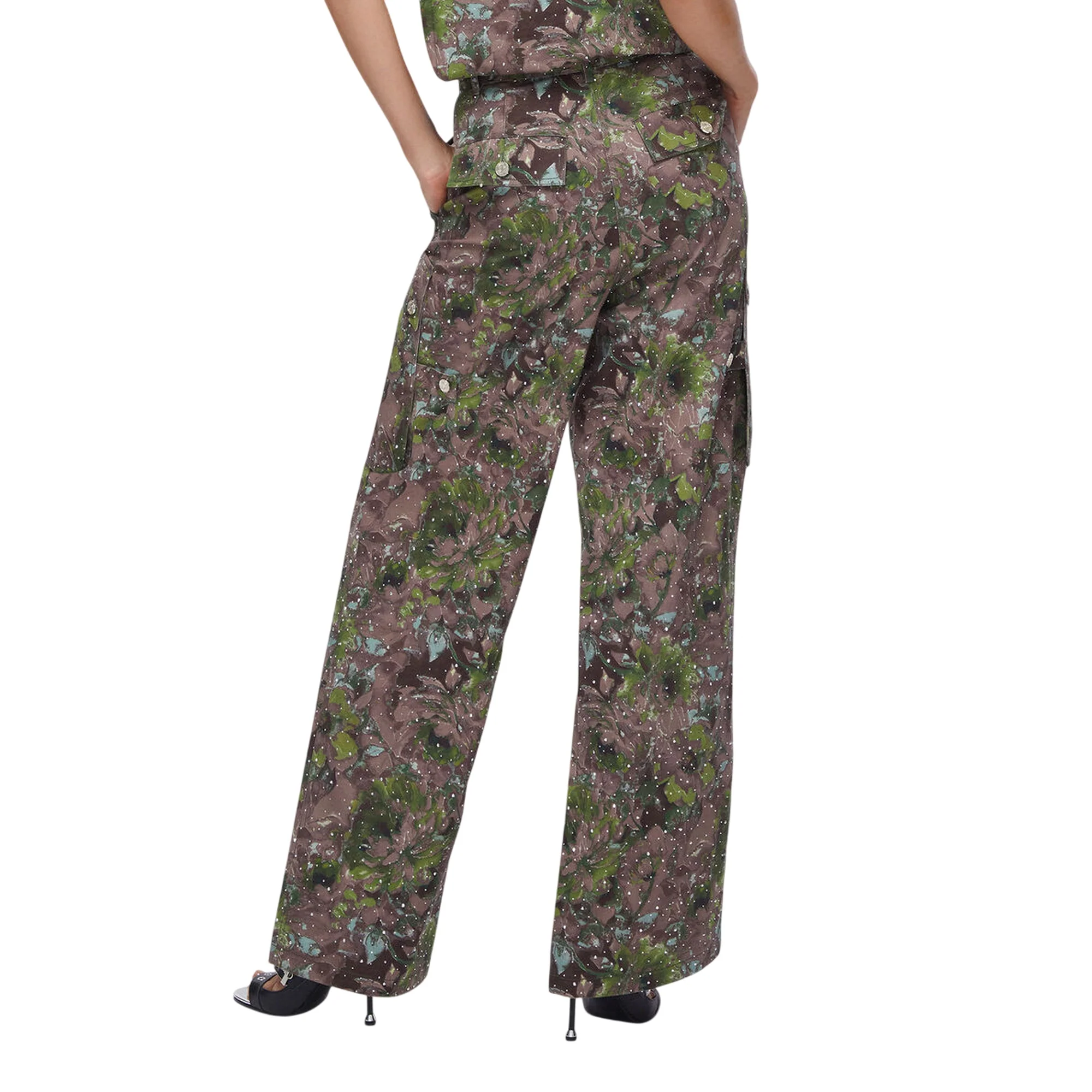 Pantaloni cargo wide leg con stampa floreale - Image 3