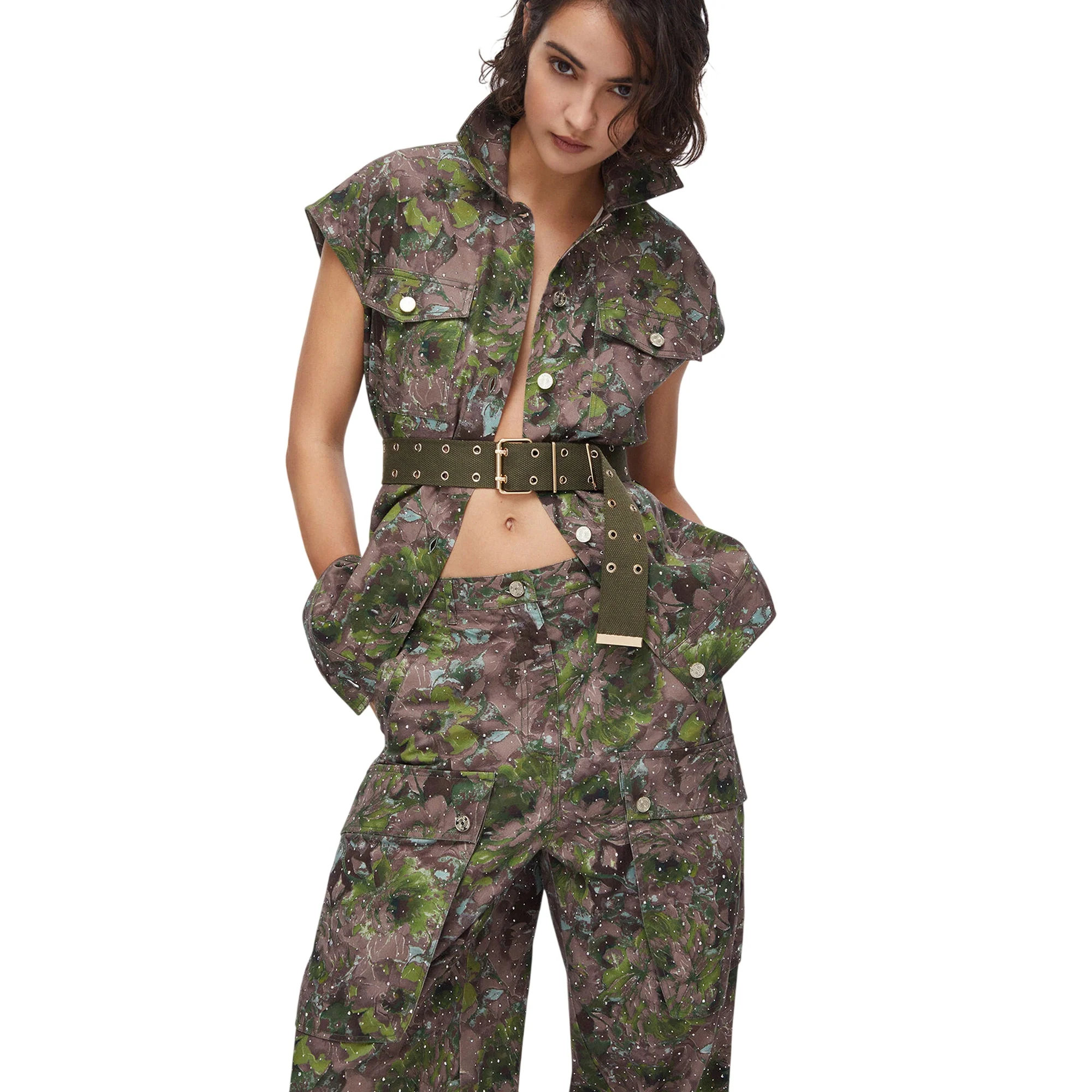Pantaloni cargo wide leg con stampa floreale - Image 4