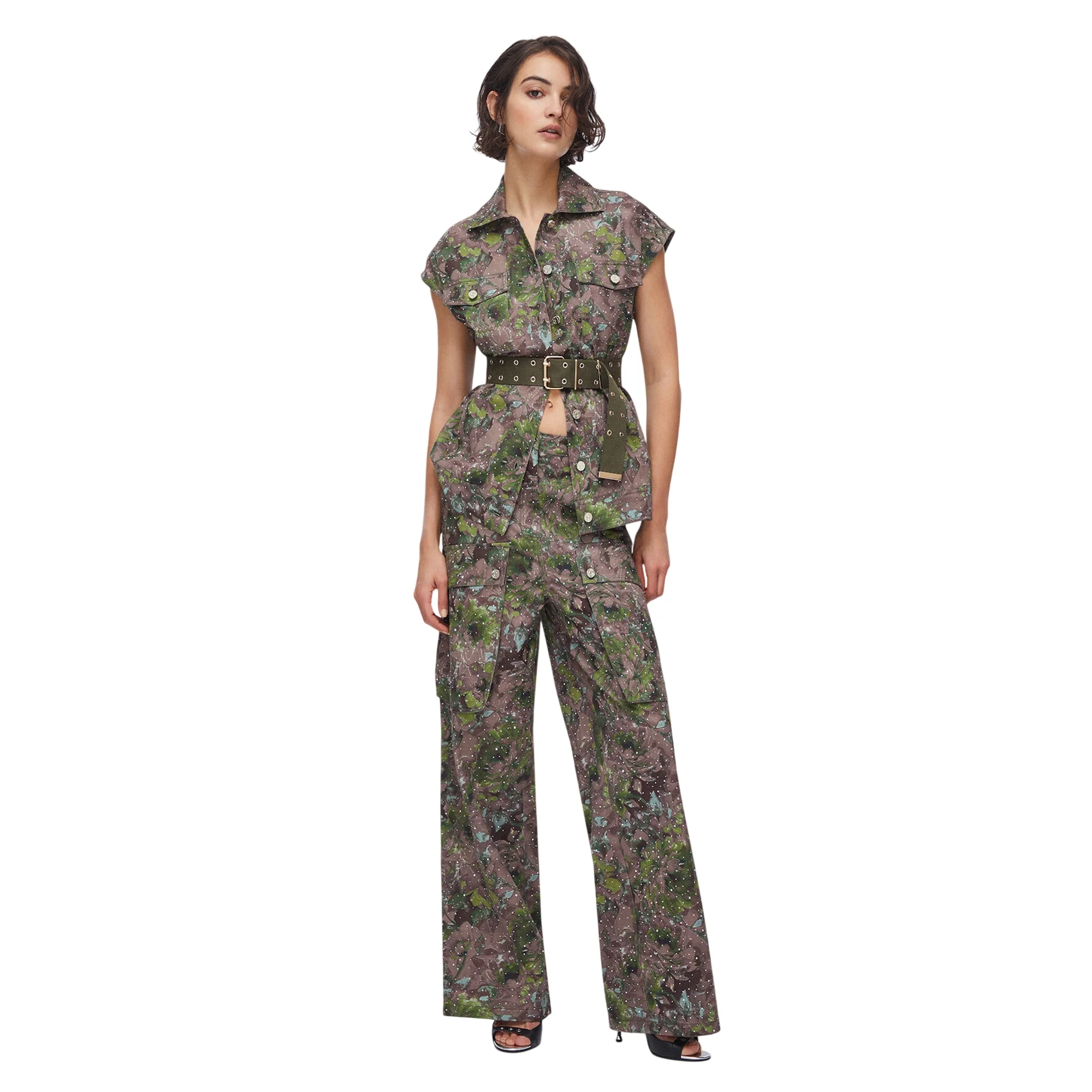 Pantaloni cargo wide leg con stampa floreale - Image 7