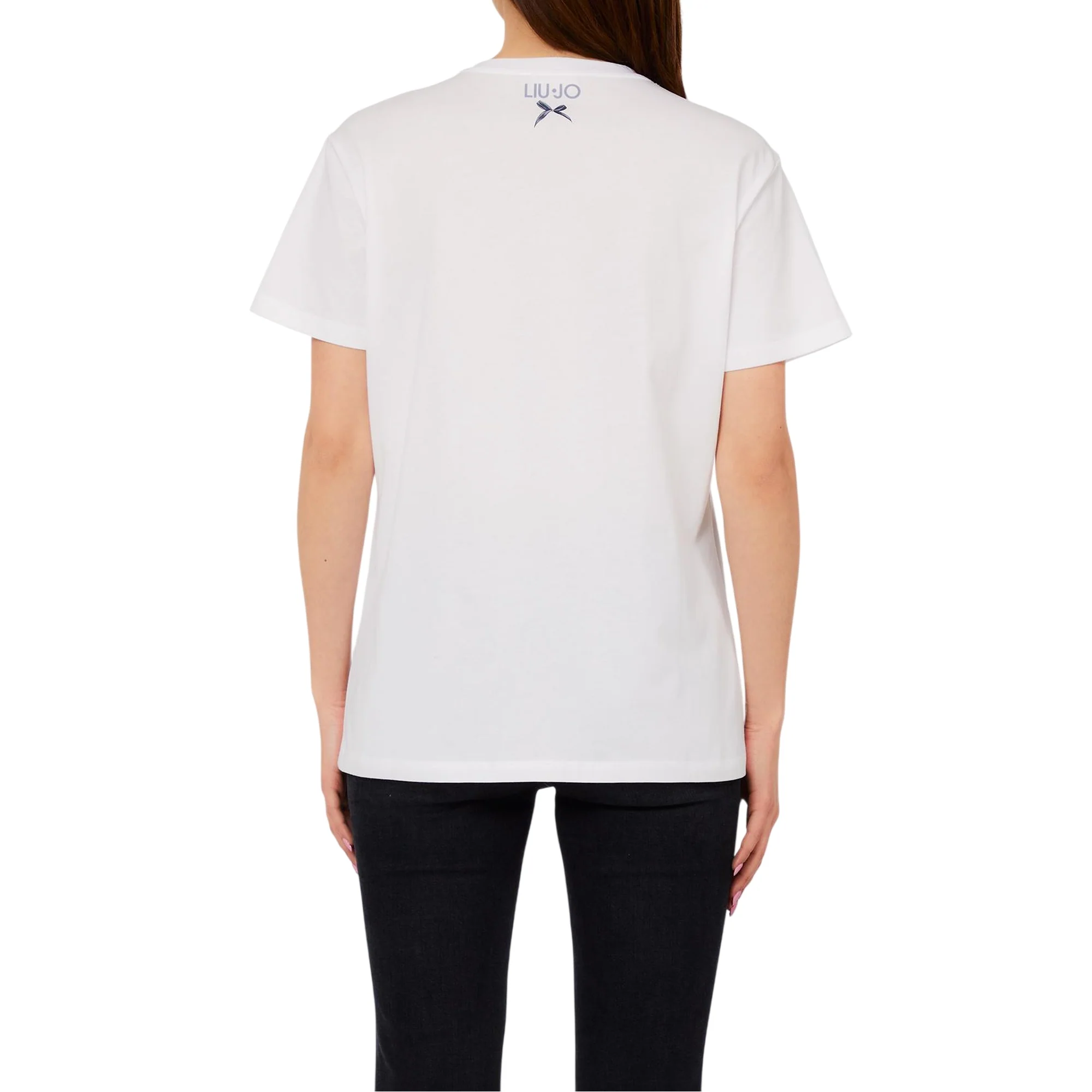 T-shirt bianca con stampa cuore e fiocco - Image 2