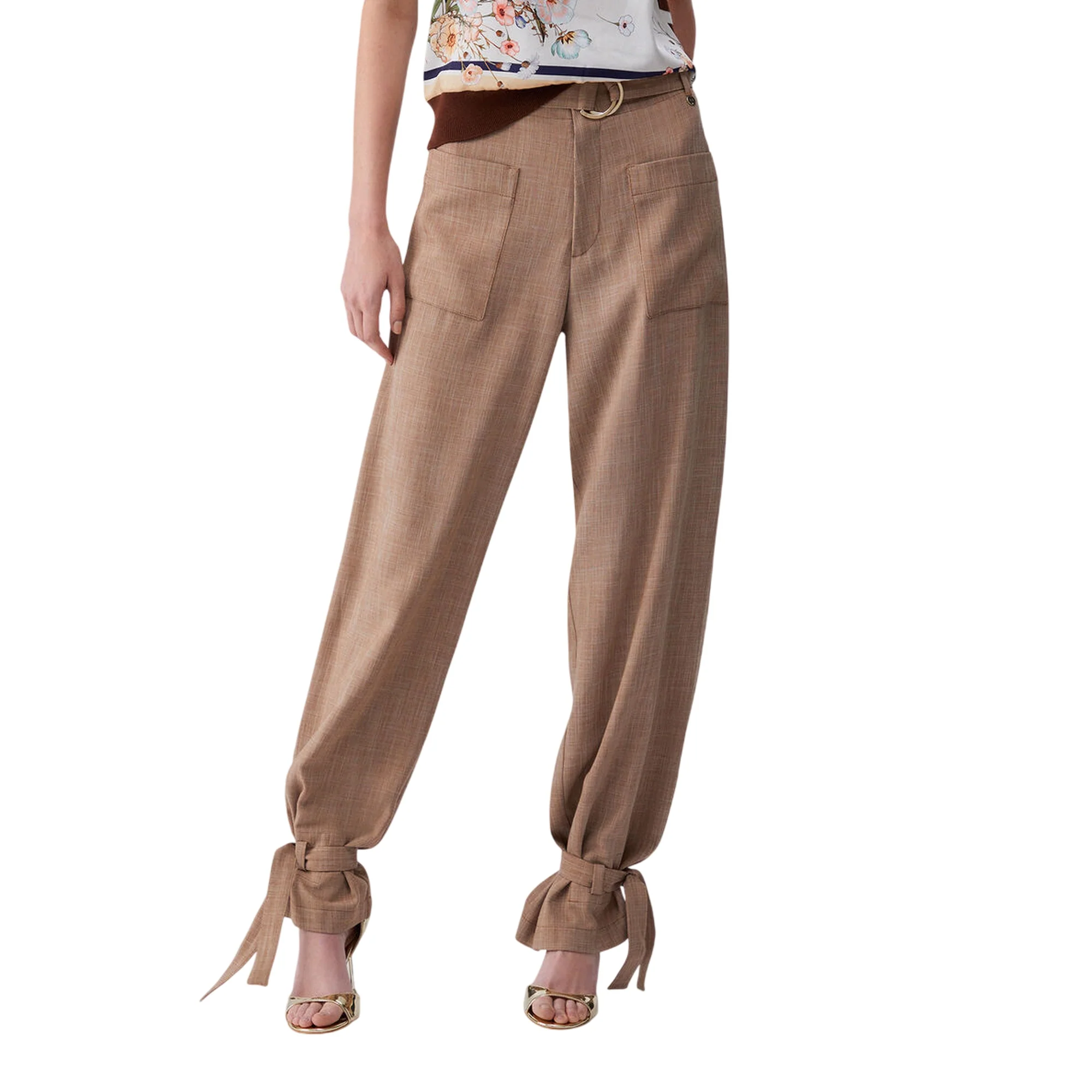 Pantaloni marroni con fiocco sulla caviglia - Image 2