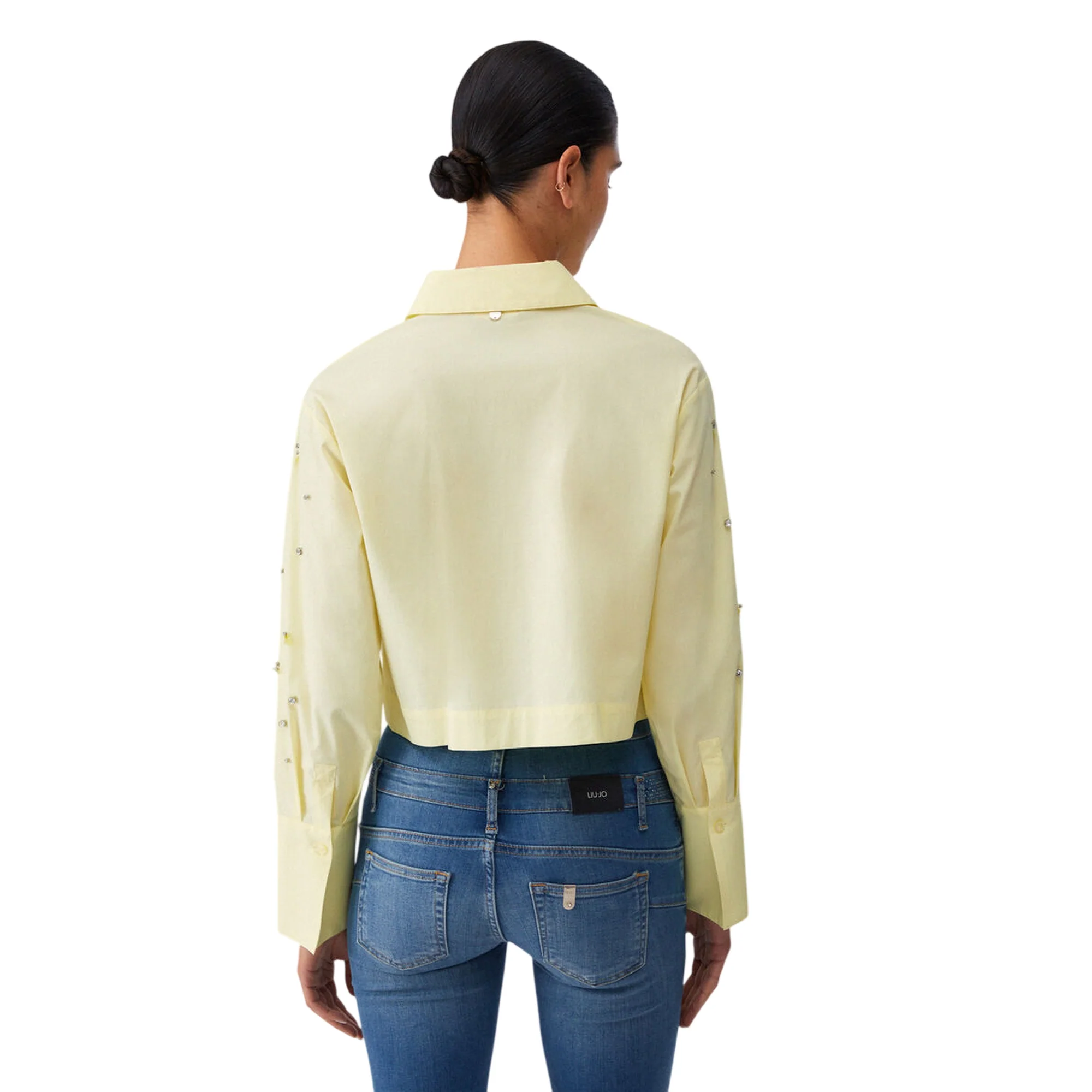 Camicia gialla con paillettes e strass - Image 3