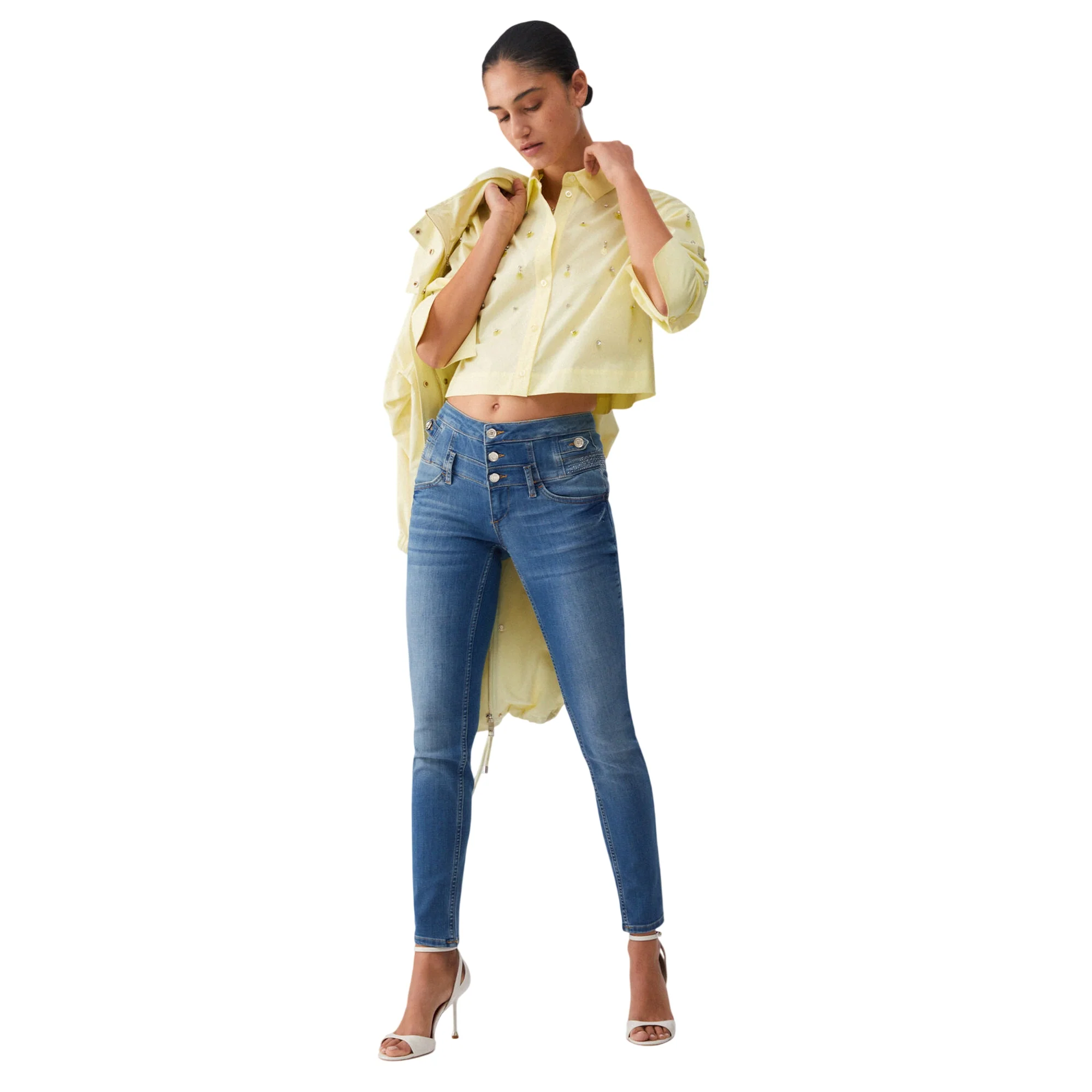 Camicia gialla con paillettes e strass - Image 7