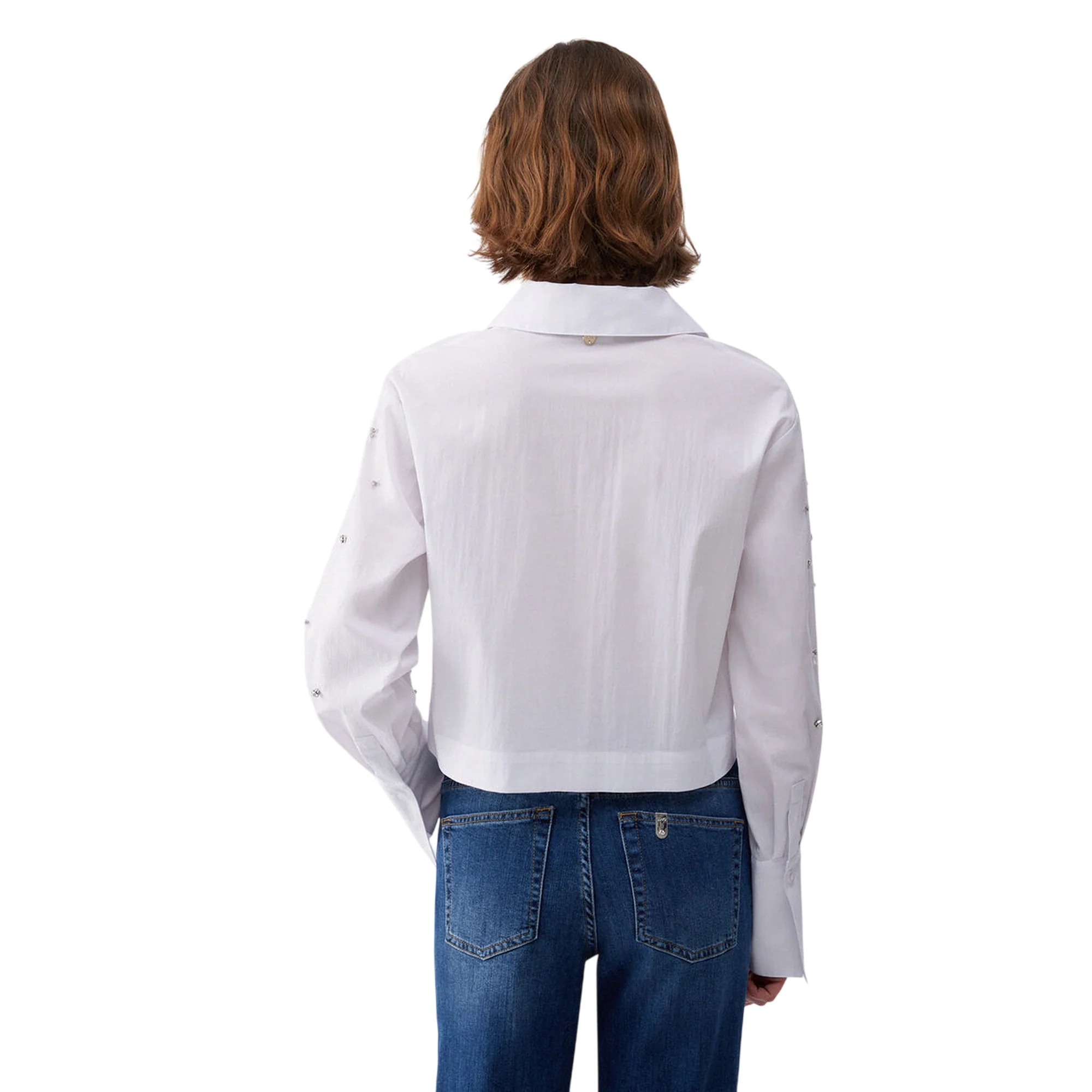 Camicia bianca con paillettes e ricami gioiello - Image 3