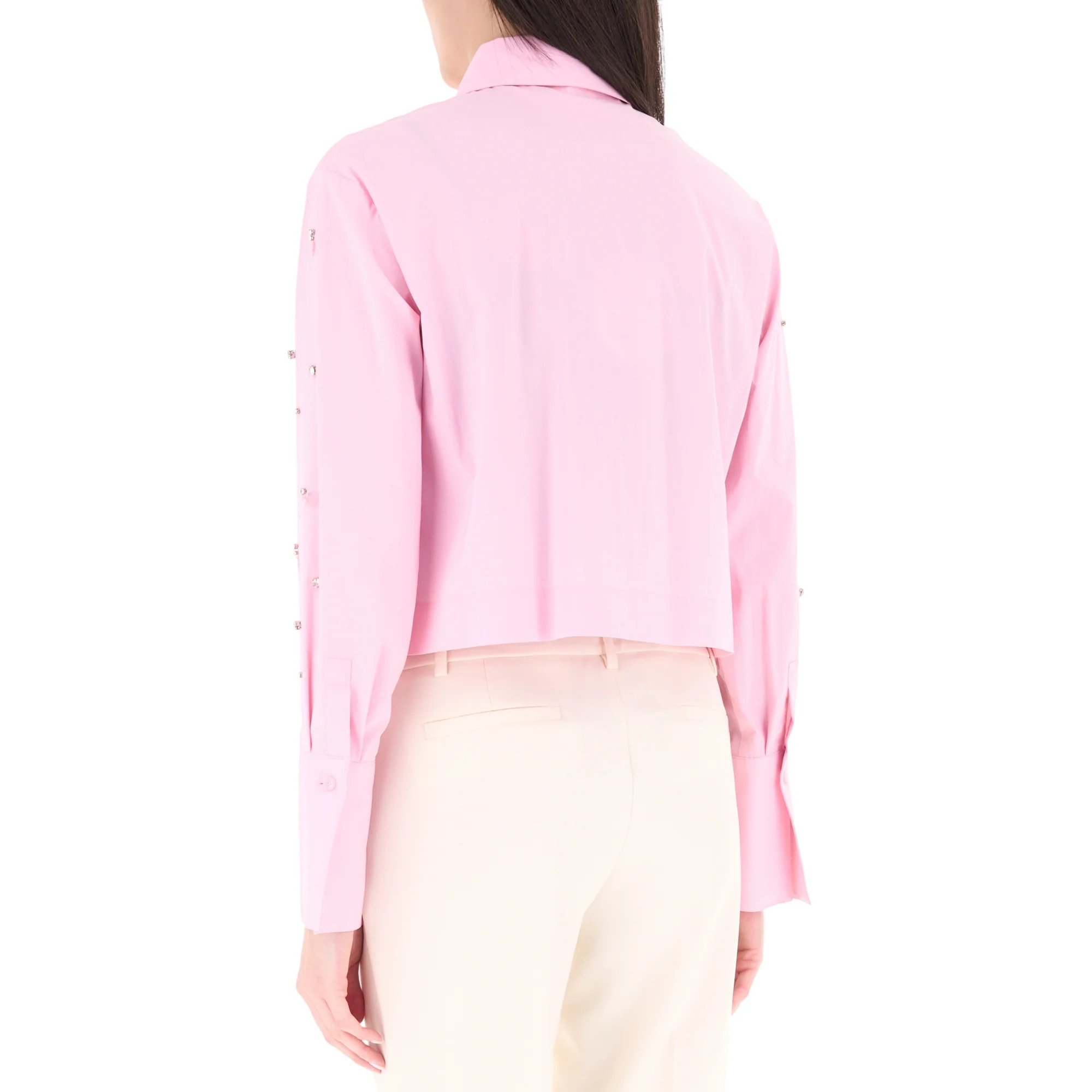 Camicia rosa con paillettes e ricami gioiello - Image 3