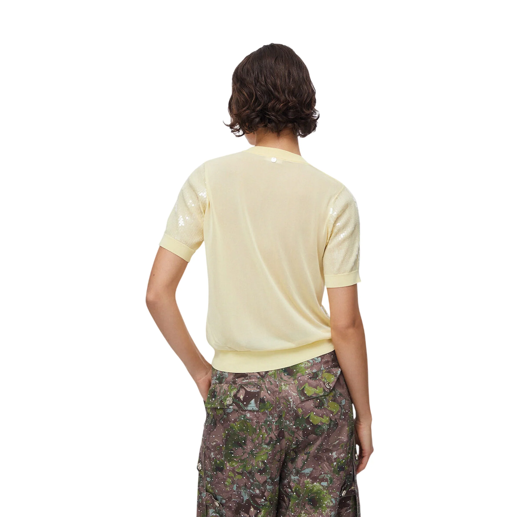 T-shirt gialla con paillettes ricamate - Image 3