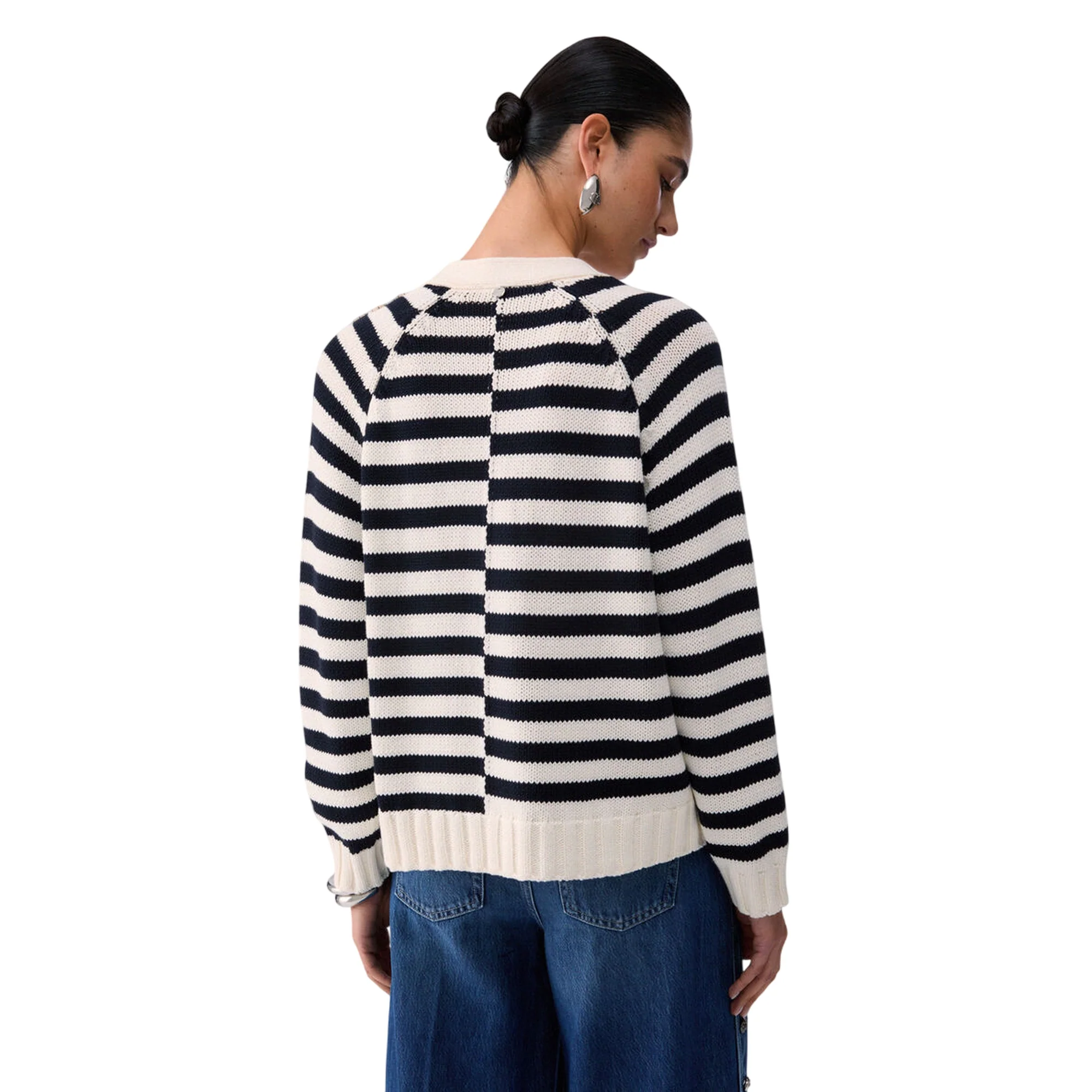 Cardigan a righe con ricami gioiello - Image 3