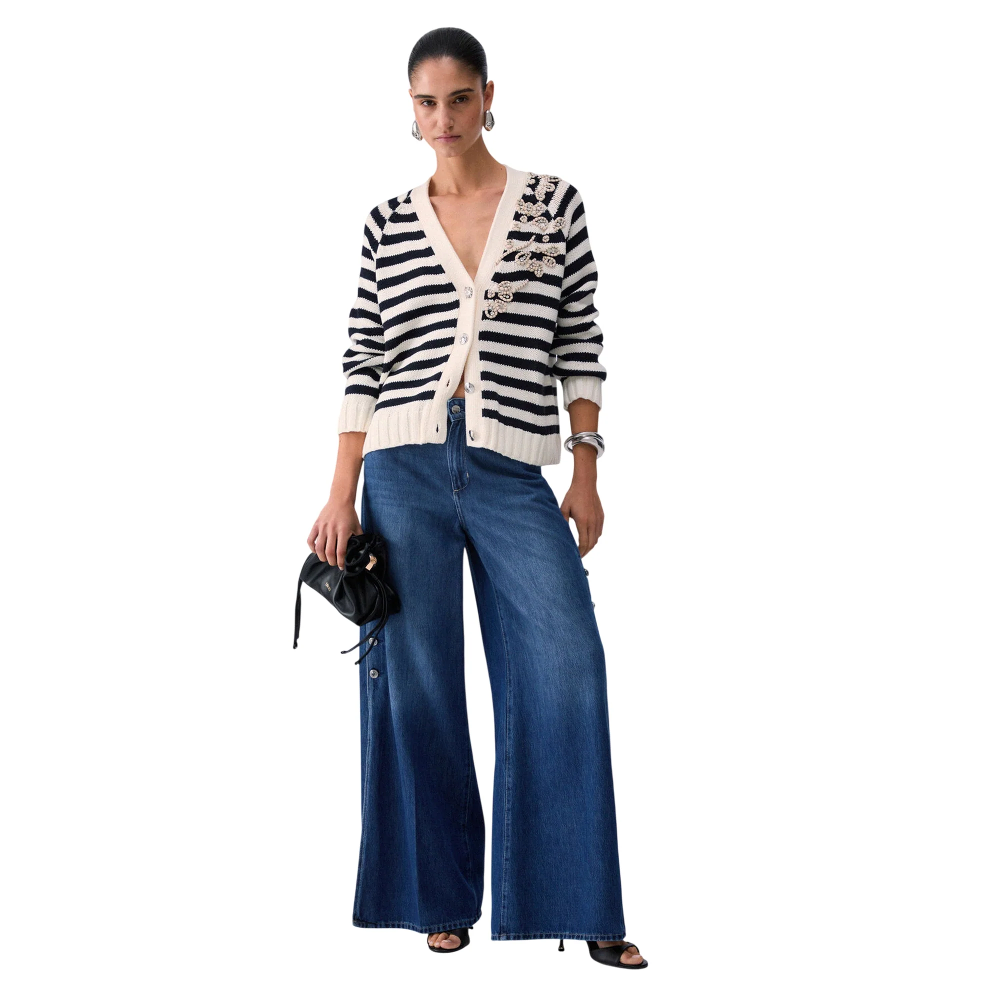 Cardigan a righe con ricami gioiello - Image 6