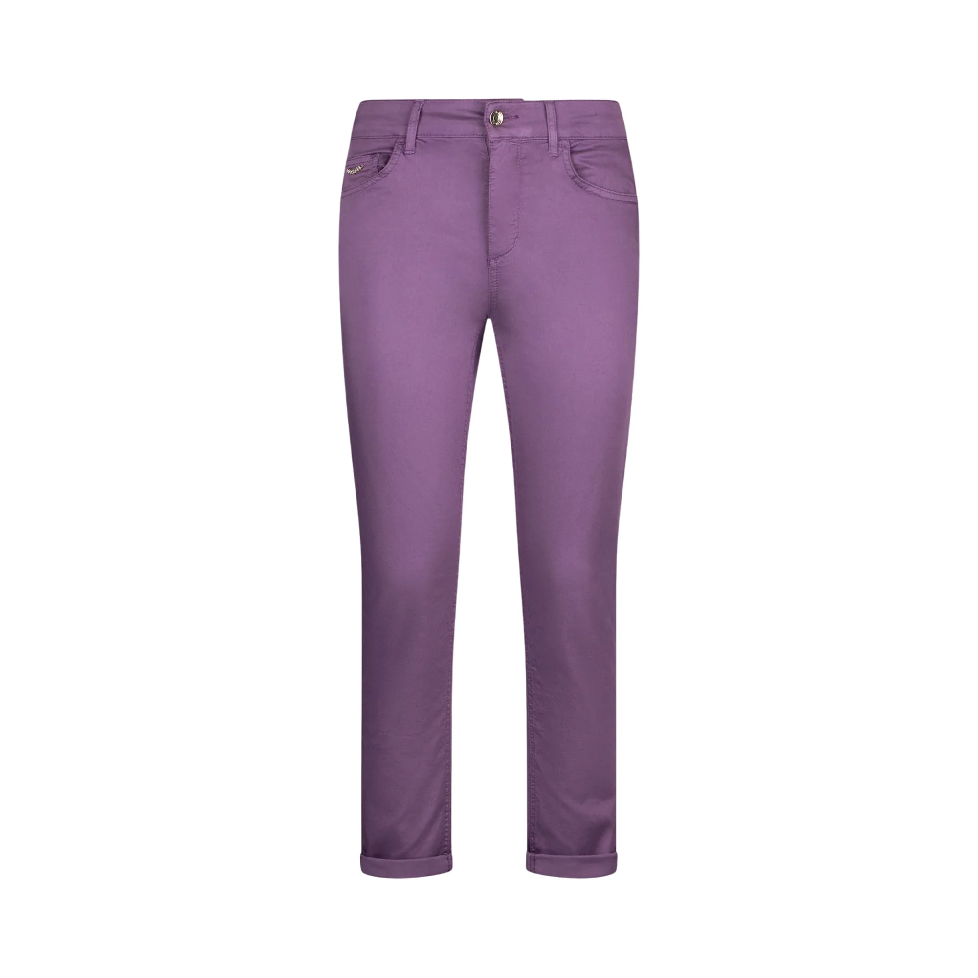 Pantaloni skinny con risvolto in viola