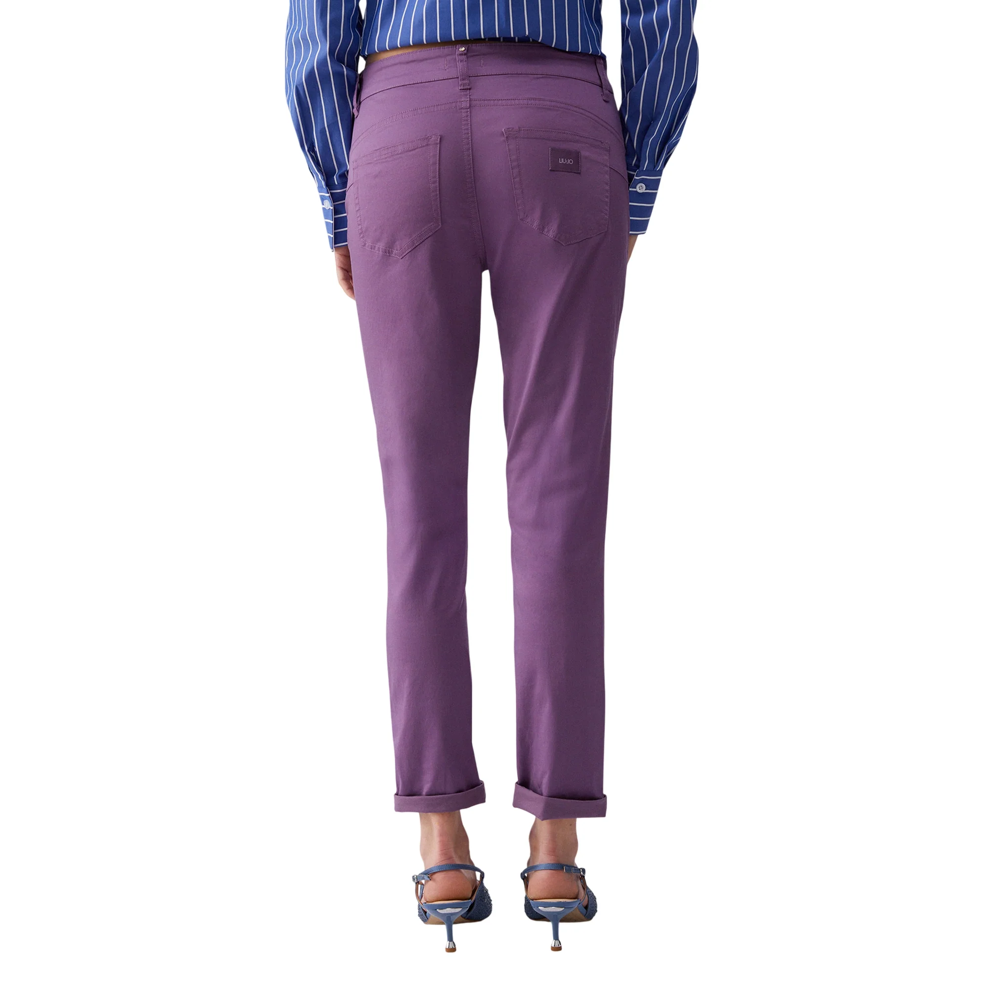 Pantaloni skinny con risvolto in viola - Image 3