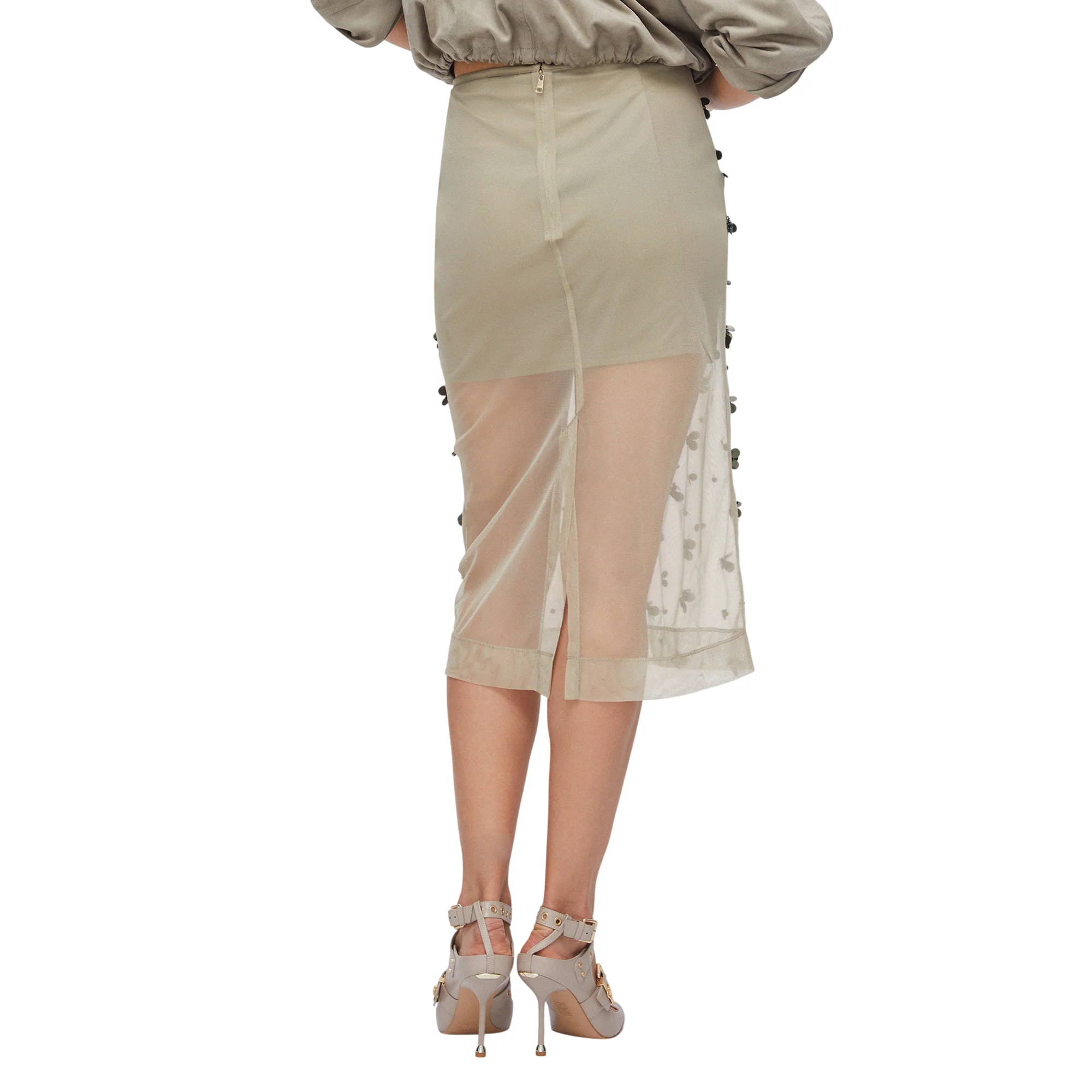 Gonna Donna longuette in tulle con decorazioni - Image 3