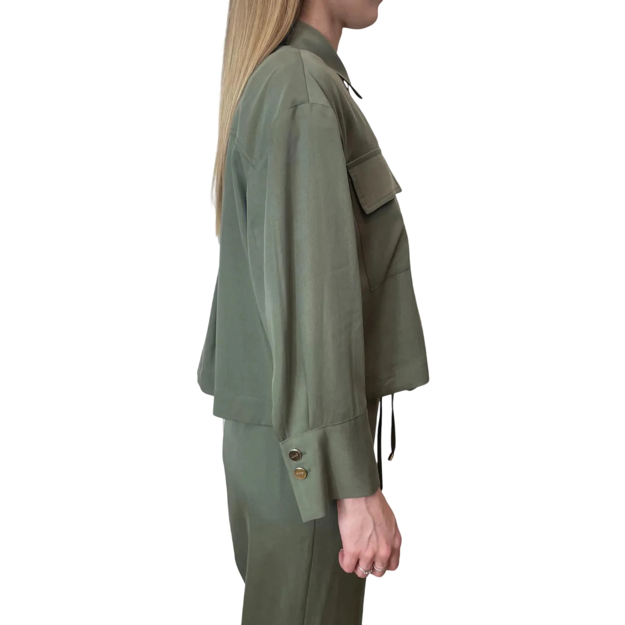 Camicia verde oliva con tasche sul petto - Image 3