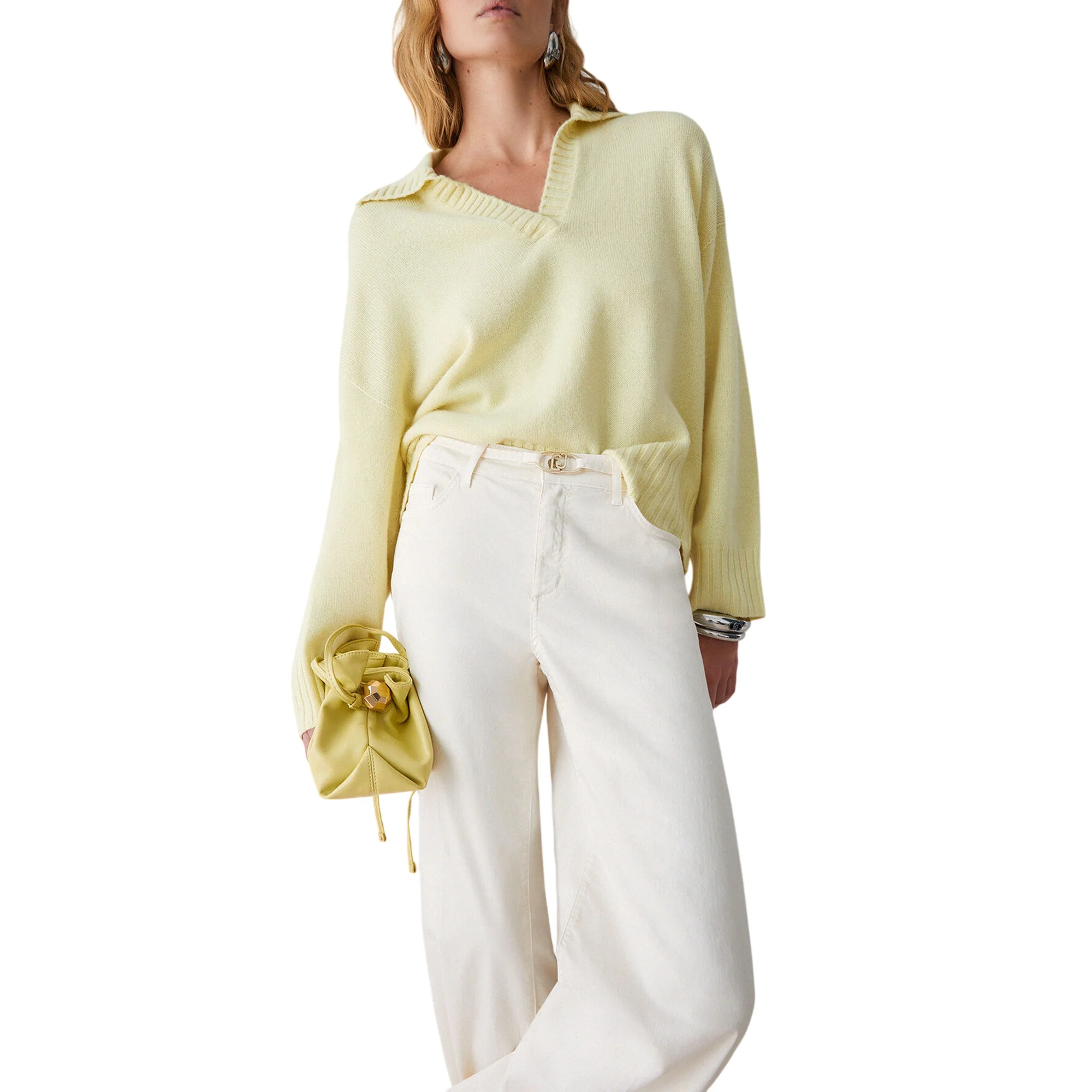 Pantaloni flare con cintura color panna - Image 5