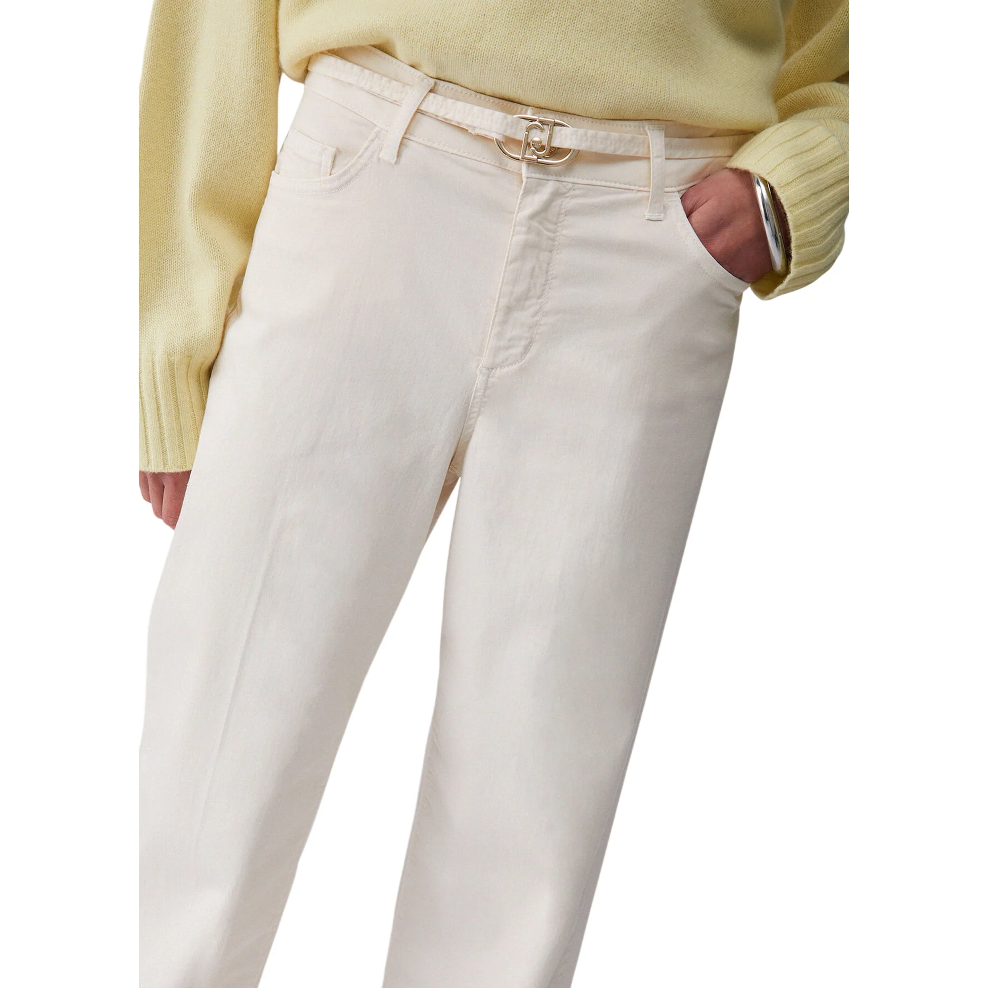 Pantaloni flare con cintura color panna - Image 6