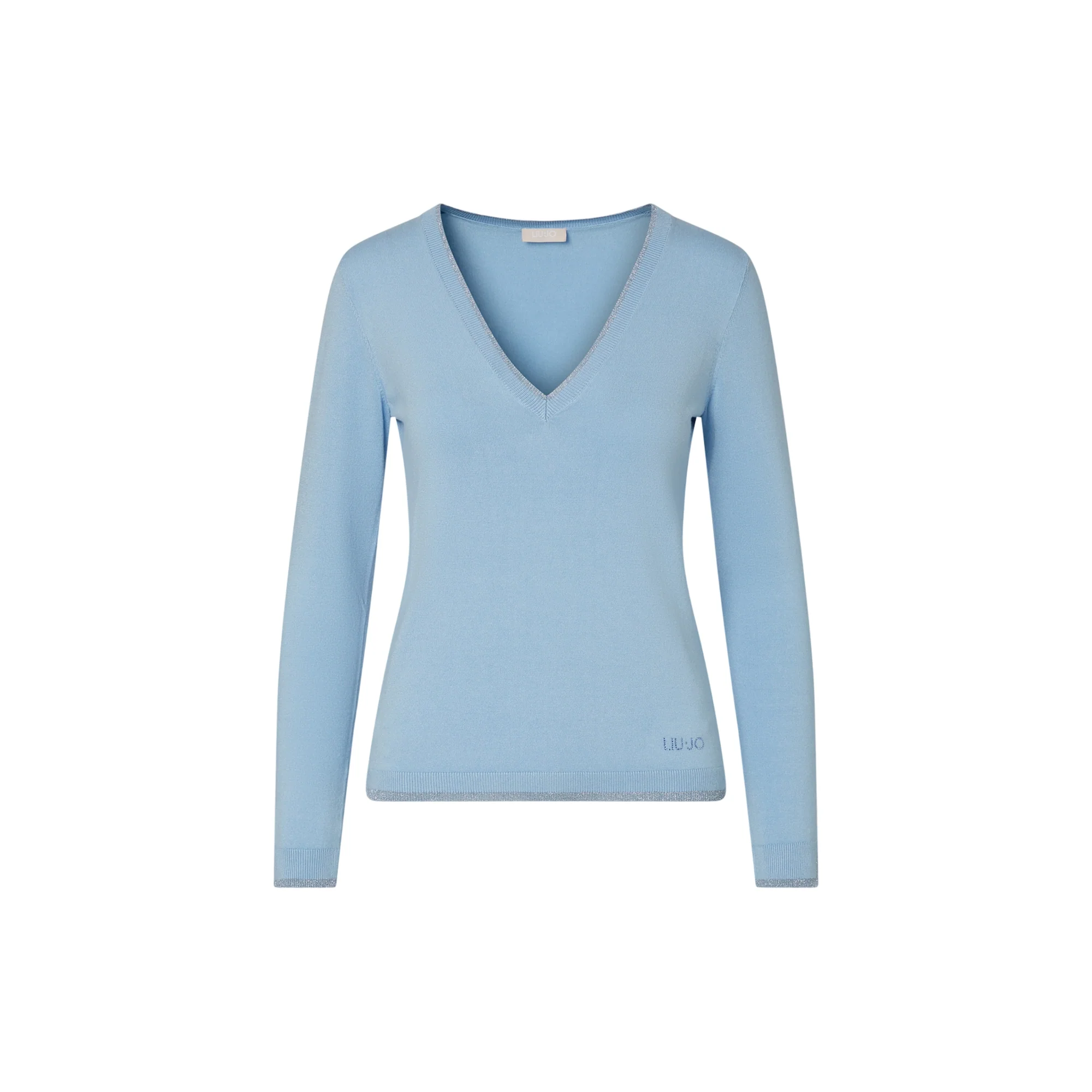 Maglia Donna con scollo a V e spacchetti Celeste