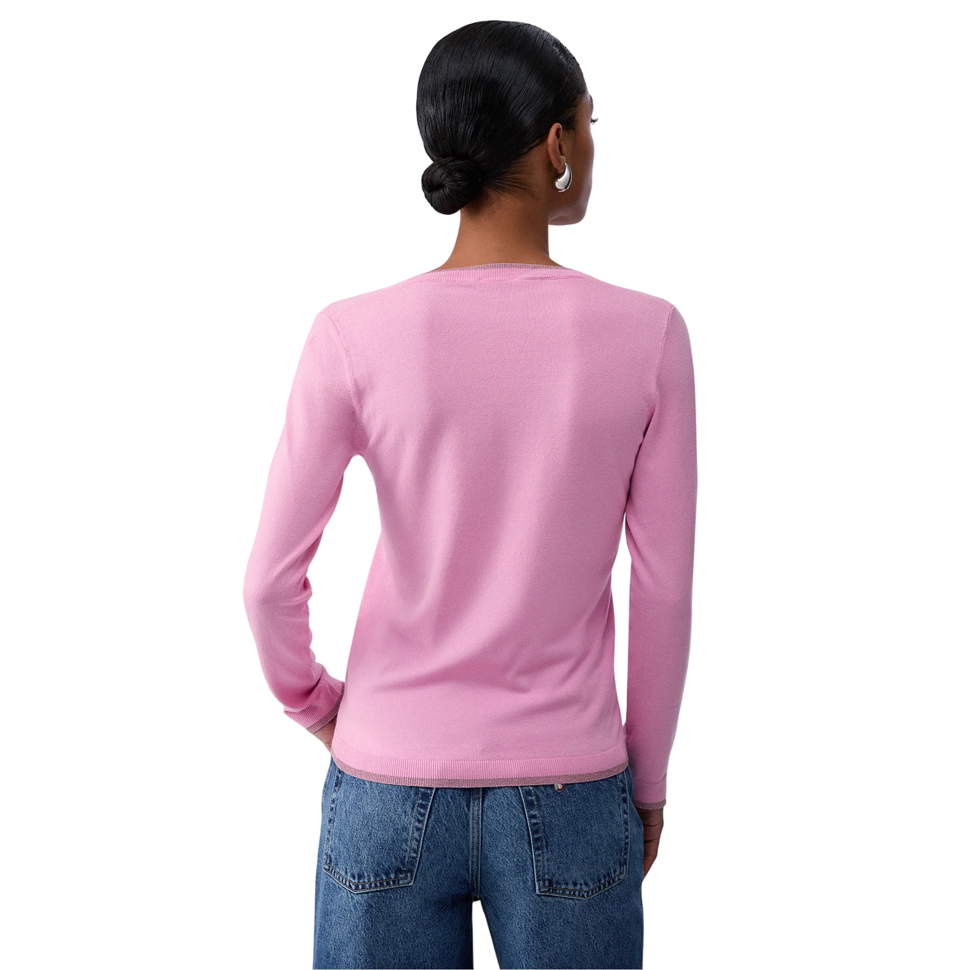 Maglia Donna con scollo a V Rosa - Image 2