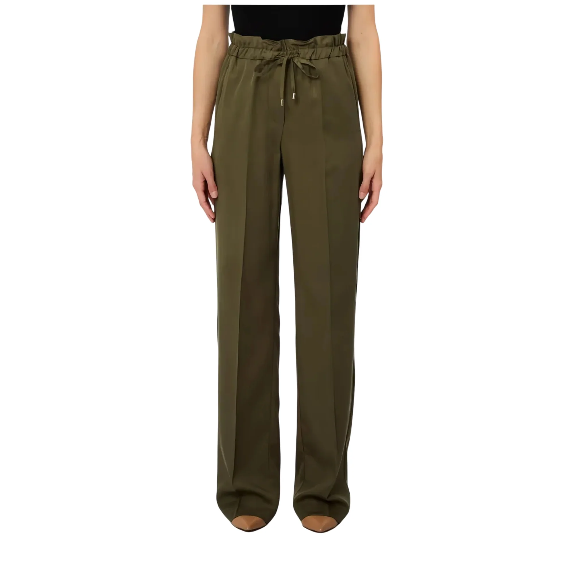 Pantaloni lunghi verdi con elastico in vita - Image 2